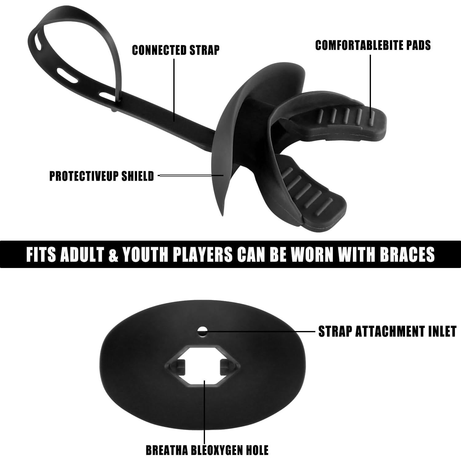 Protector Bucal GY Negro para Fútbol, Boxeo y Deportes de Contacto