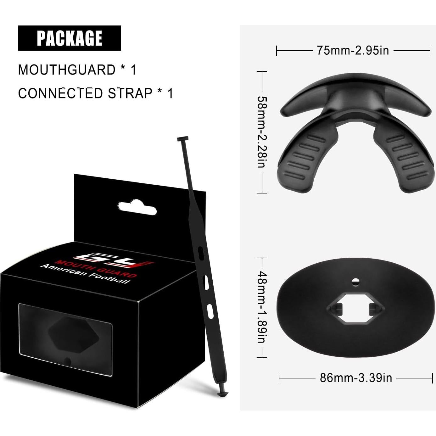 Protector Bucal GY Negro para Fútbol, Boxeo y Deportes de Contacto