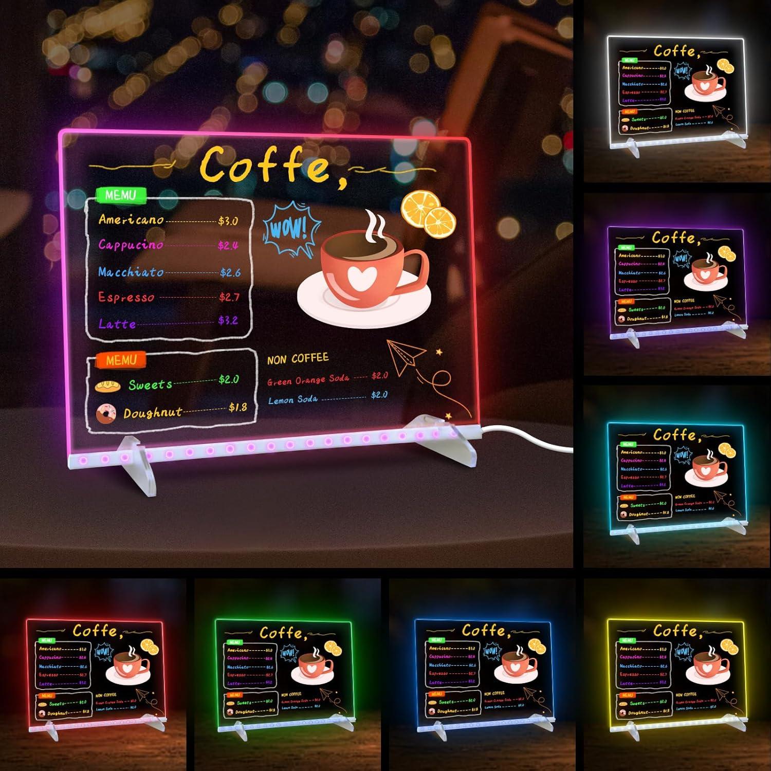 Tablero de Notas LED Signsxcel 34.8x25.4cm 7 Colores 4 Modos