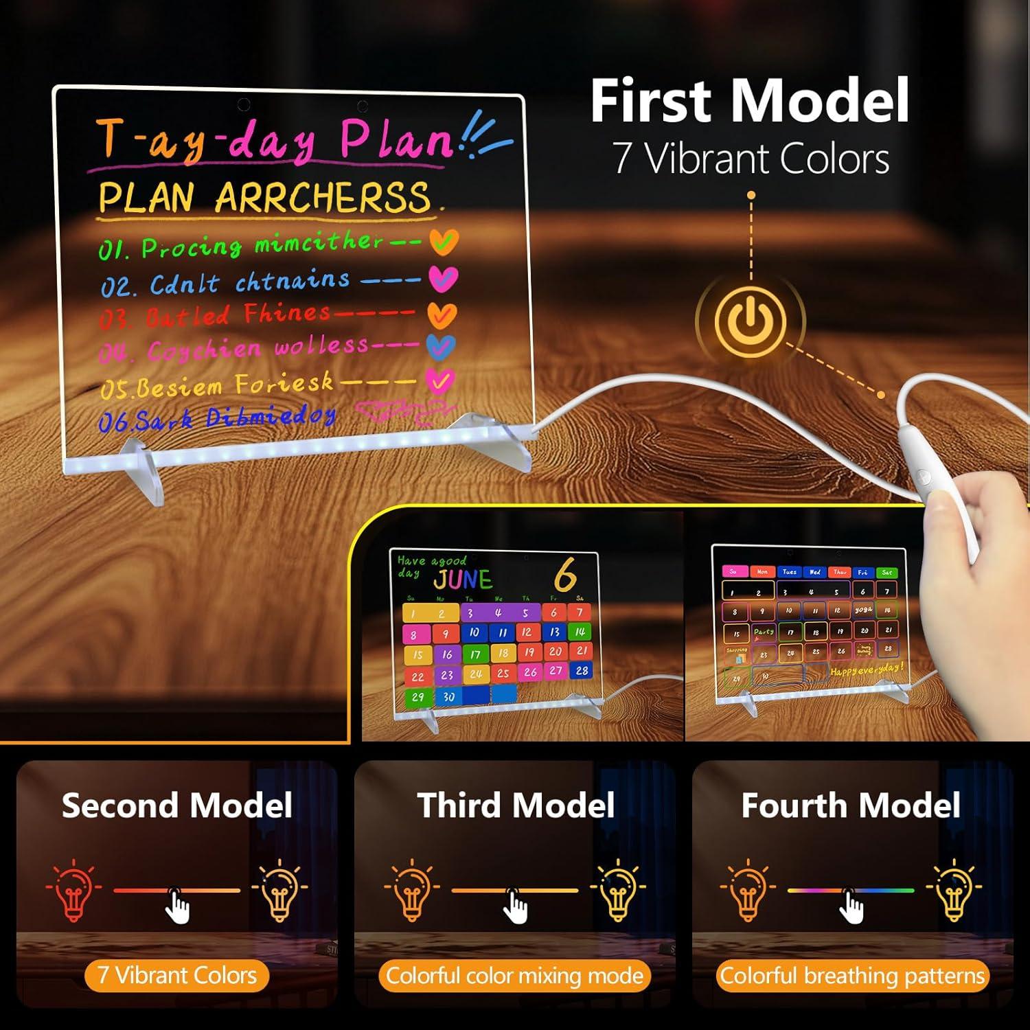 Tablero de Notas LED Signsxcel 34.8x25.4cm 7 Colores 4 Modos