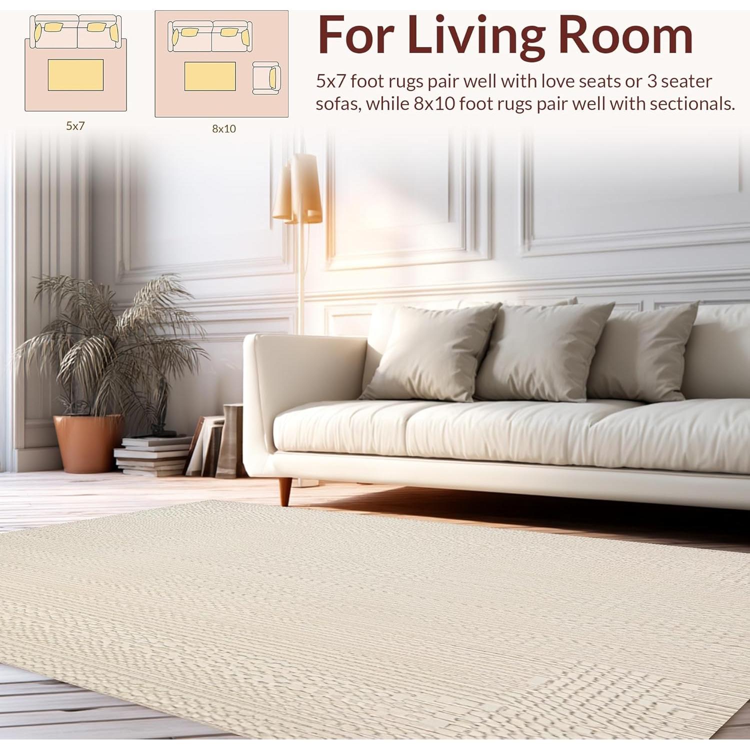 Alfombra de Área ODIKA 2x3 Antideslizante Beige Lavable