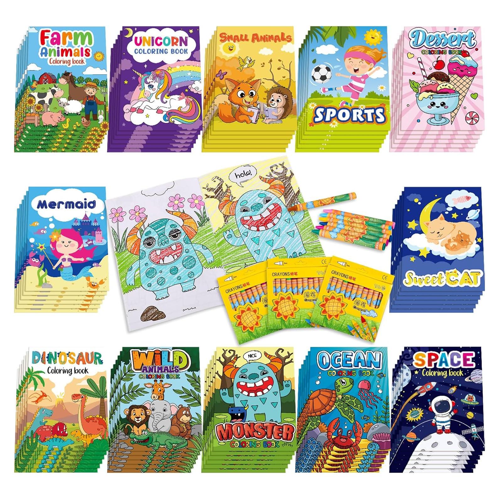 Libros para Colorear Fulmoon 144 Pcs con Crayones para Niños 3-10 Años