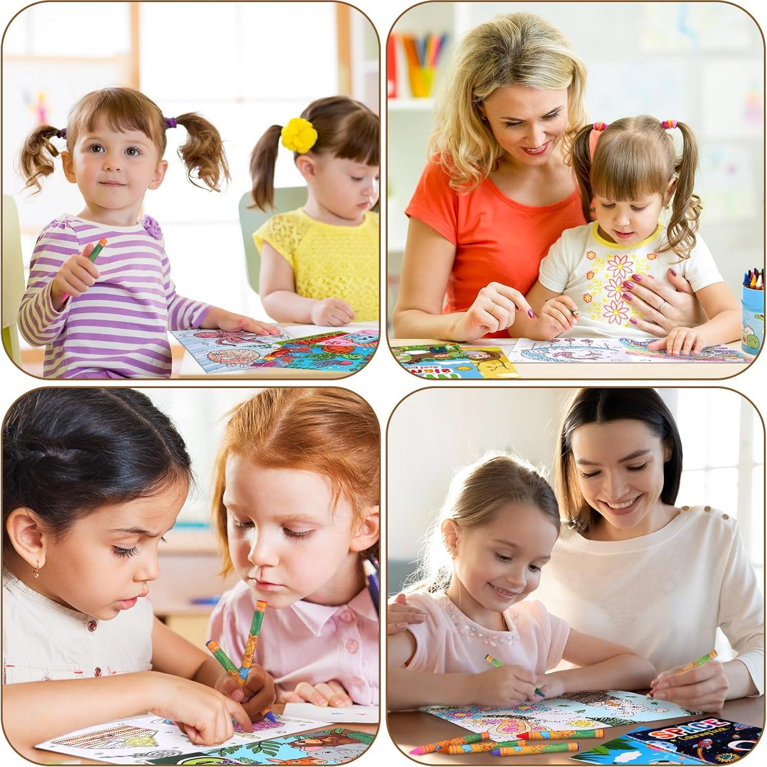 Libros para Colorear Fulmoon 144 Pcs con Crayones para Niños 3-10 Años