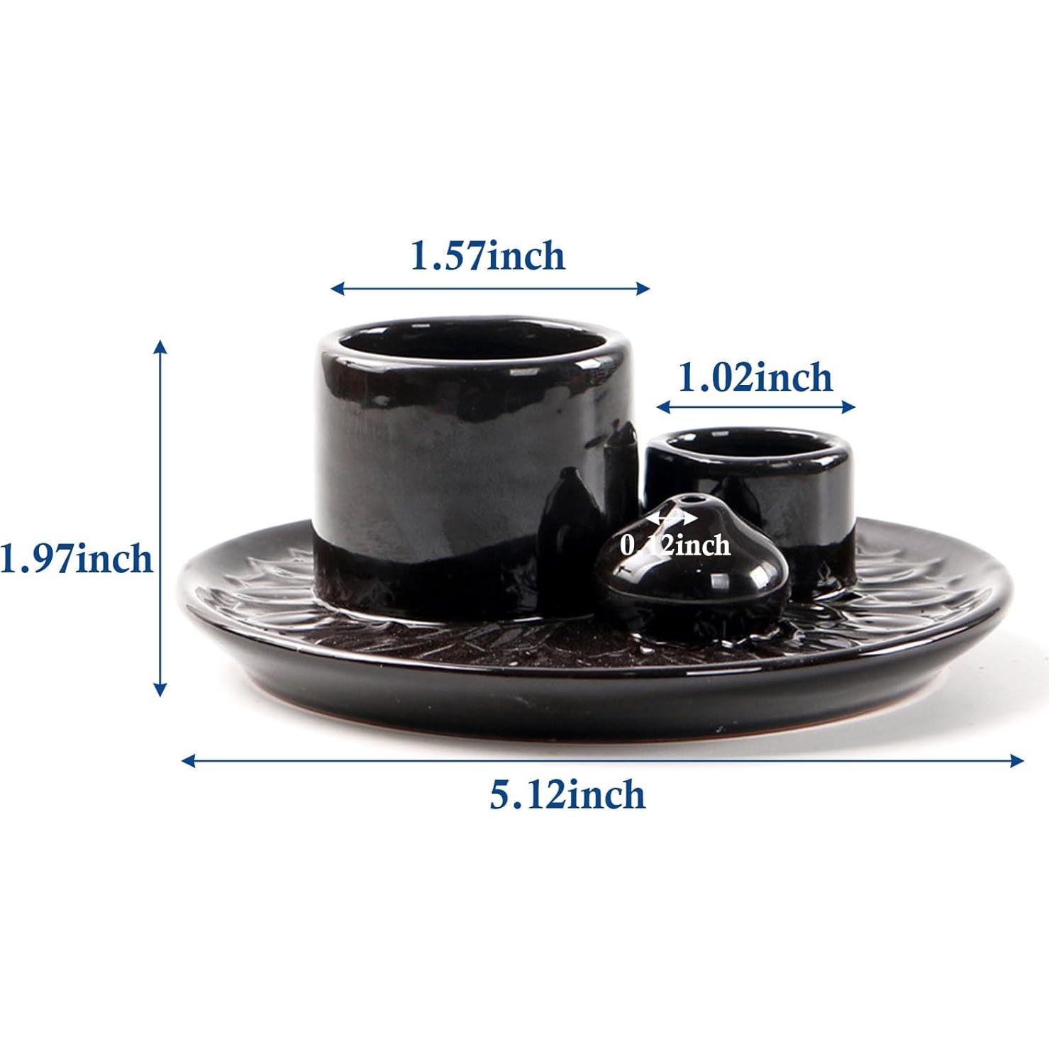 Soporte de Incienso Cerámica Meltset M Negro 4 en 1 para Meditación