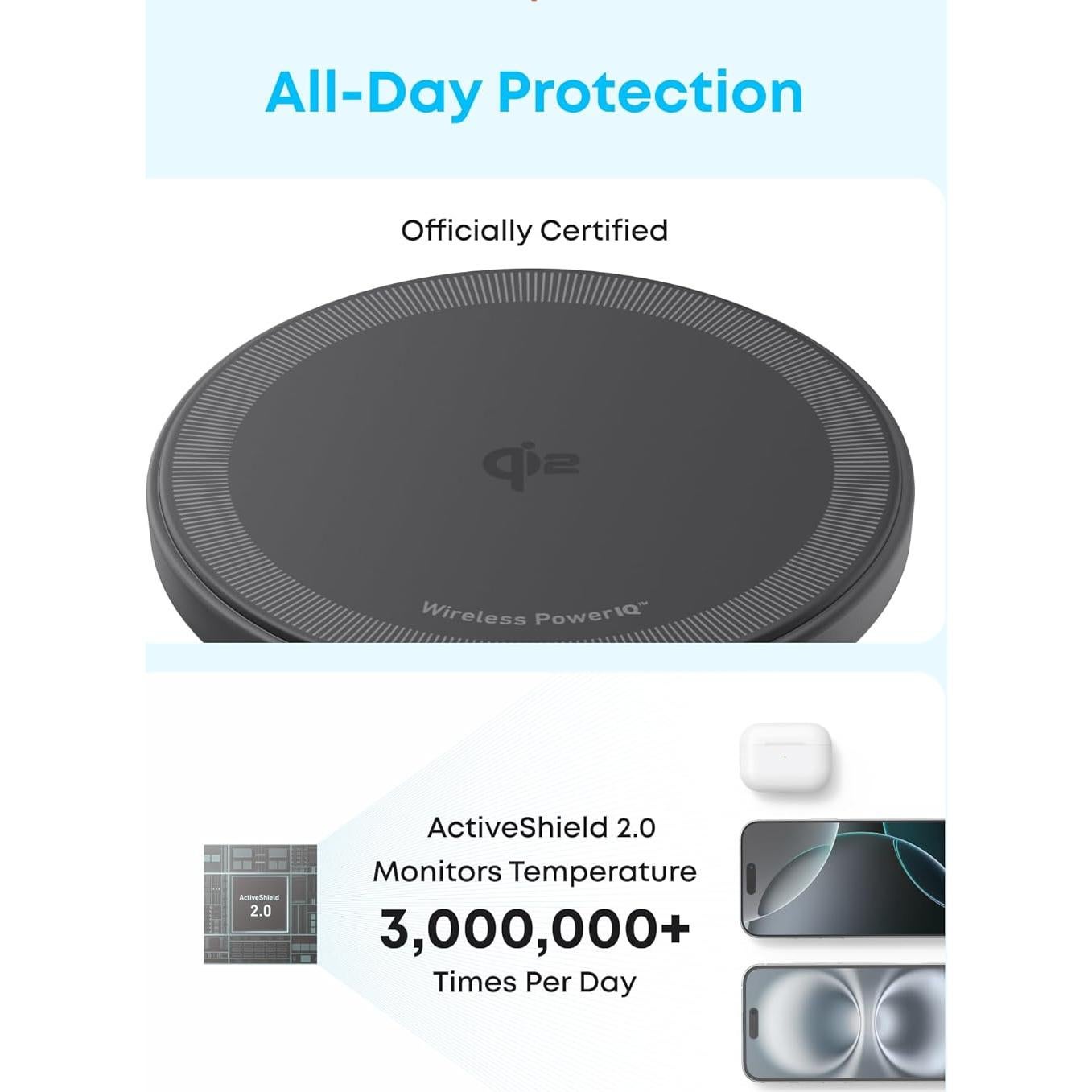 Cargador Inalámbrico Magnético Anker Zolo 15W Qi2 Negro x2