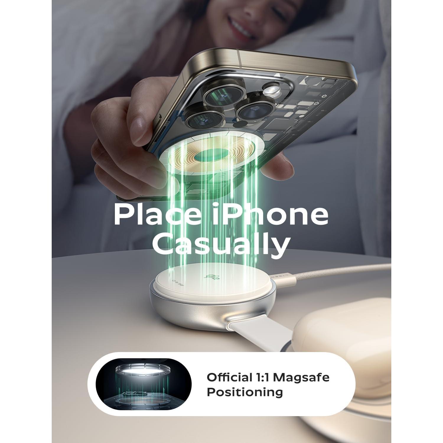 Cargador Inalámbrico 3 en 1 LISEN Qi2 15W para iPhone 16