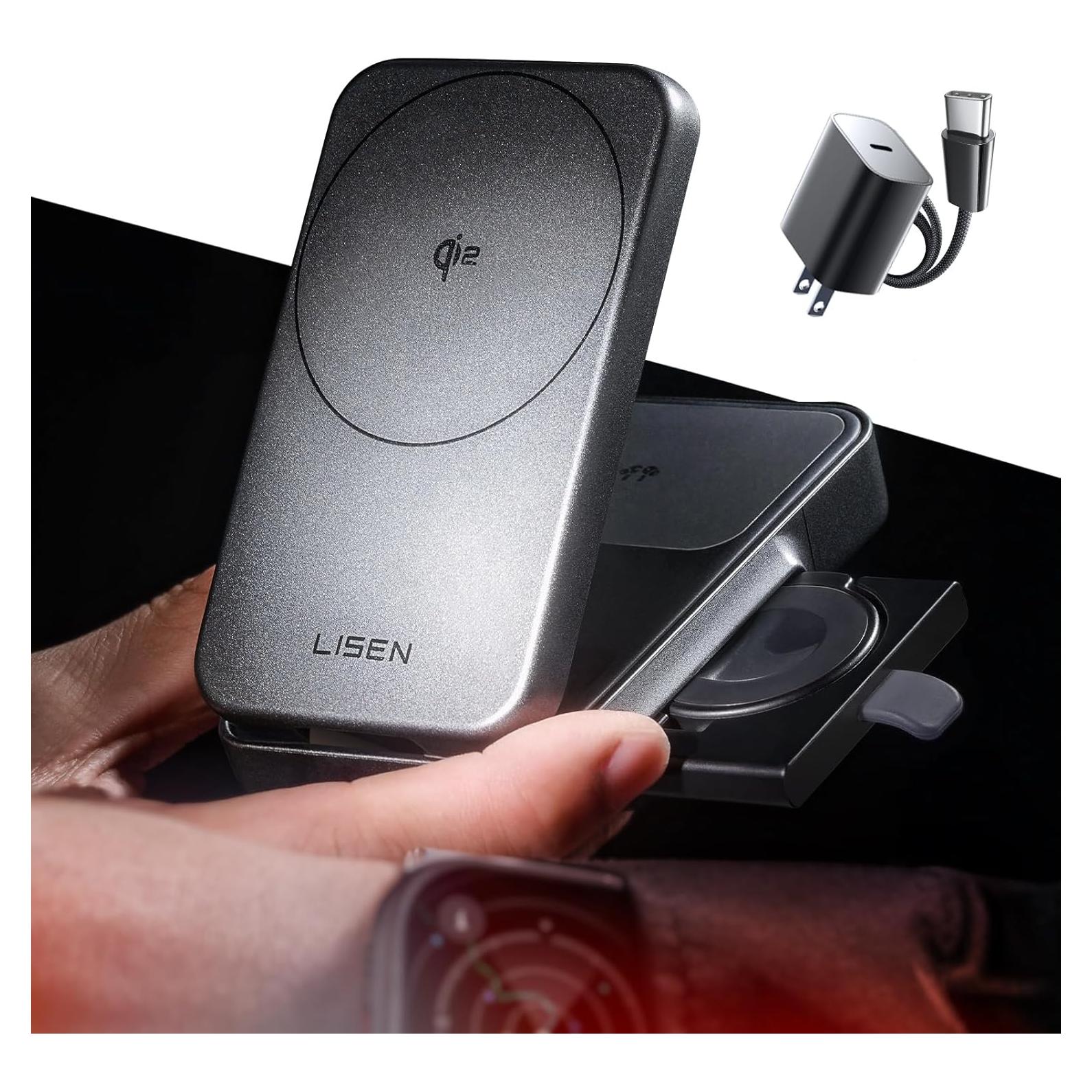 Cargador Inalámbrico 3 en 1 LISEN para iPhone 16, 15W Qi2