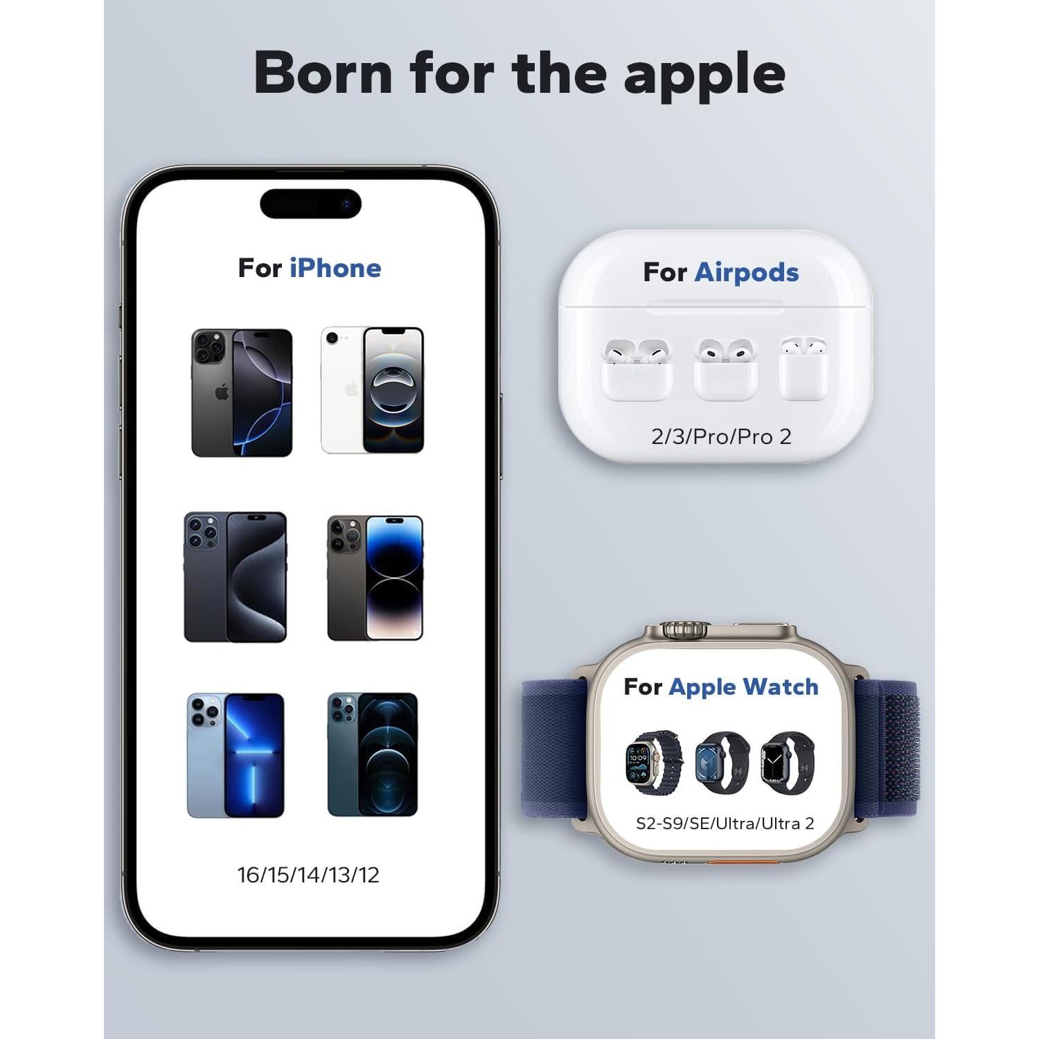 Cargador Inalámbrico 3 en 1 KPON S6 con Lámpara Nocturna