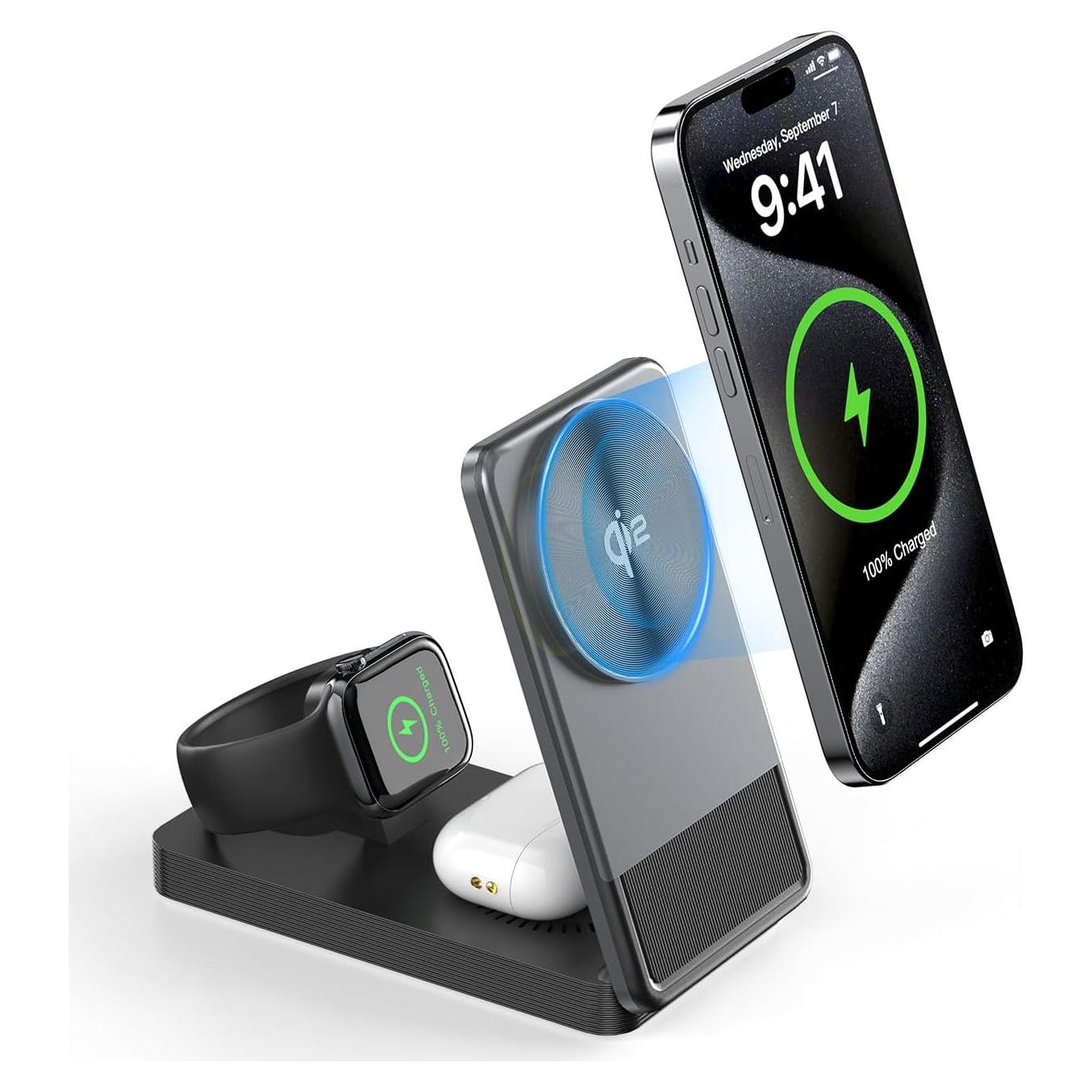 Estación de Carga Inalámbrica 3 en 1 EnergyCell Qi2 15W