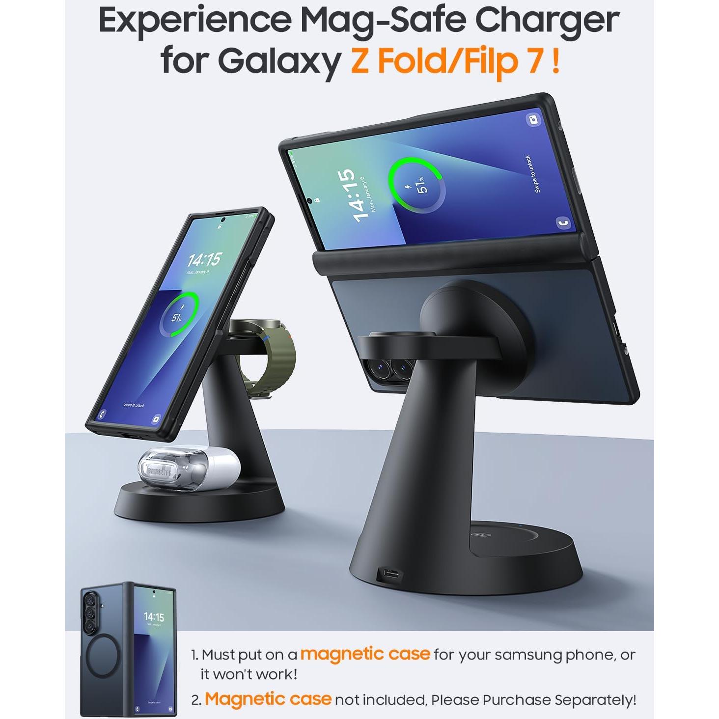 Cargador Inalámbrico Magnético 3 en 1 Samsung F9