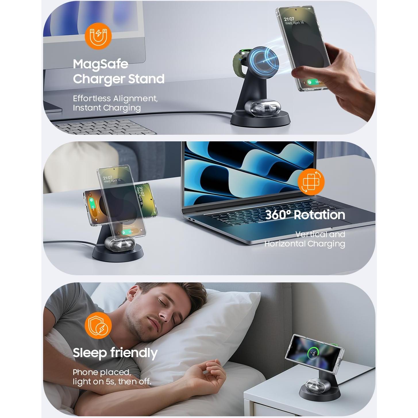 Cargador Inalámbrico Magnético 3 en 1 Samsung F9