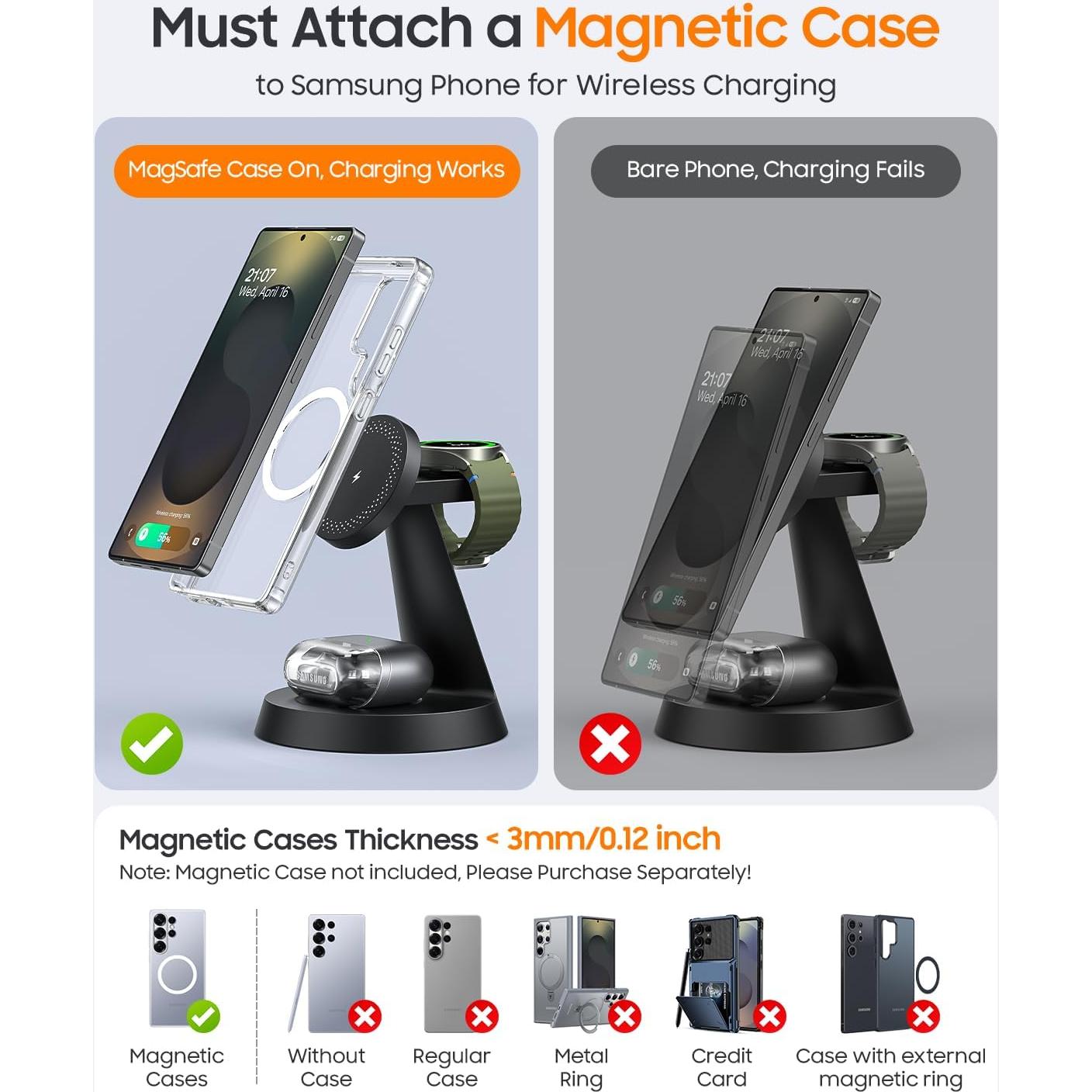 Cargador Inalámbrico Magnético 3 en 1 Samsung F9