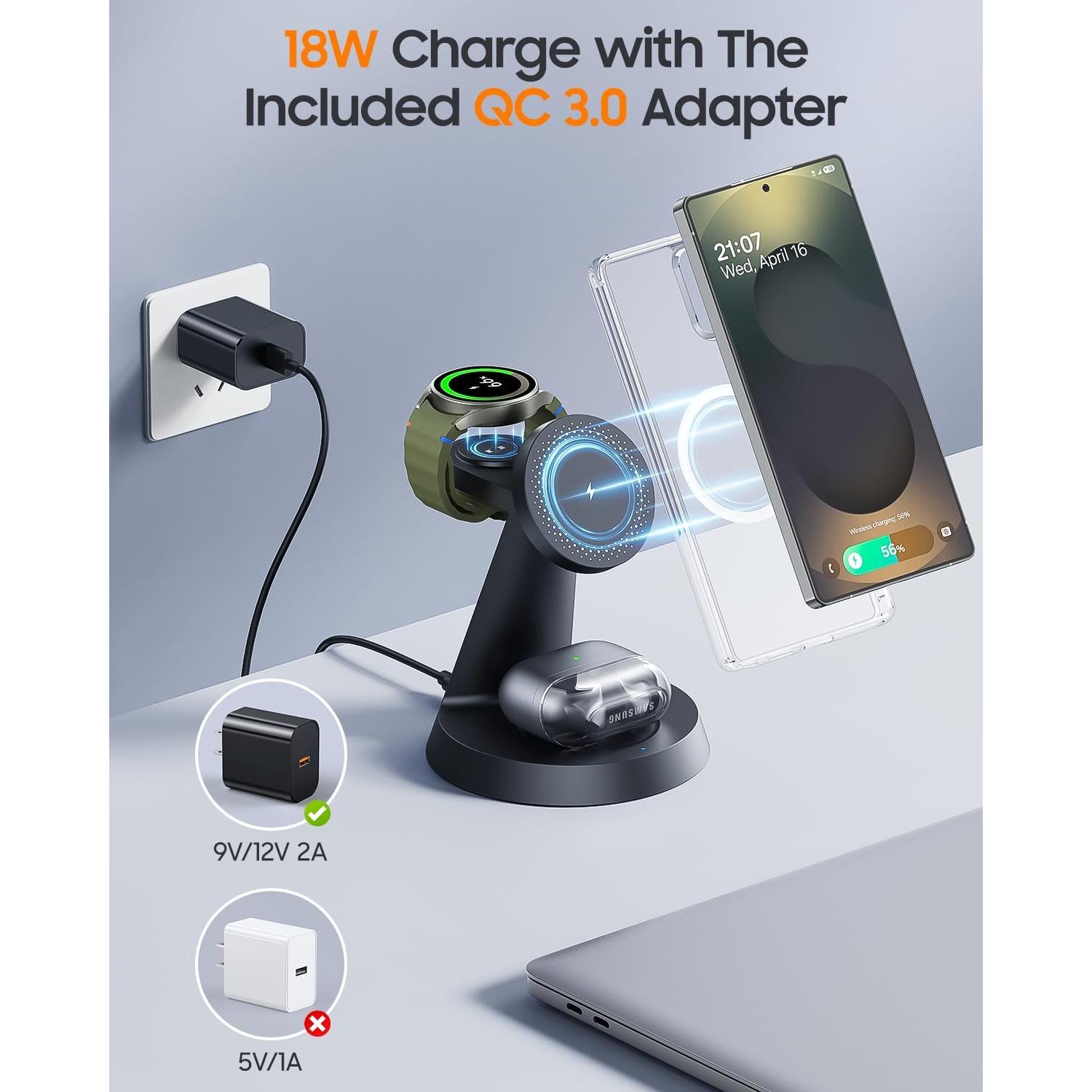 Cargador Inalámbrico Magnético 3 en 1 Samsung F9