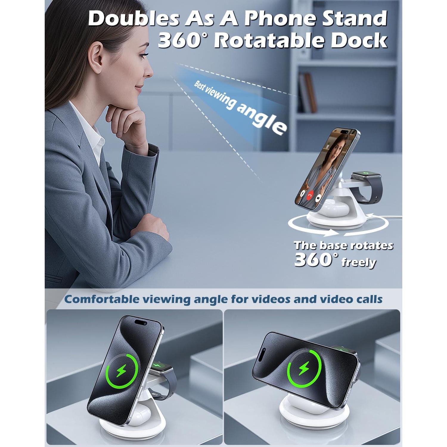 Estación de Carga Inalámbrica 3 en 1 MagSafe 15W - Autige