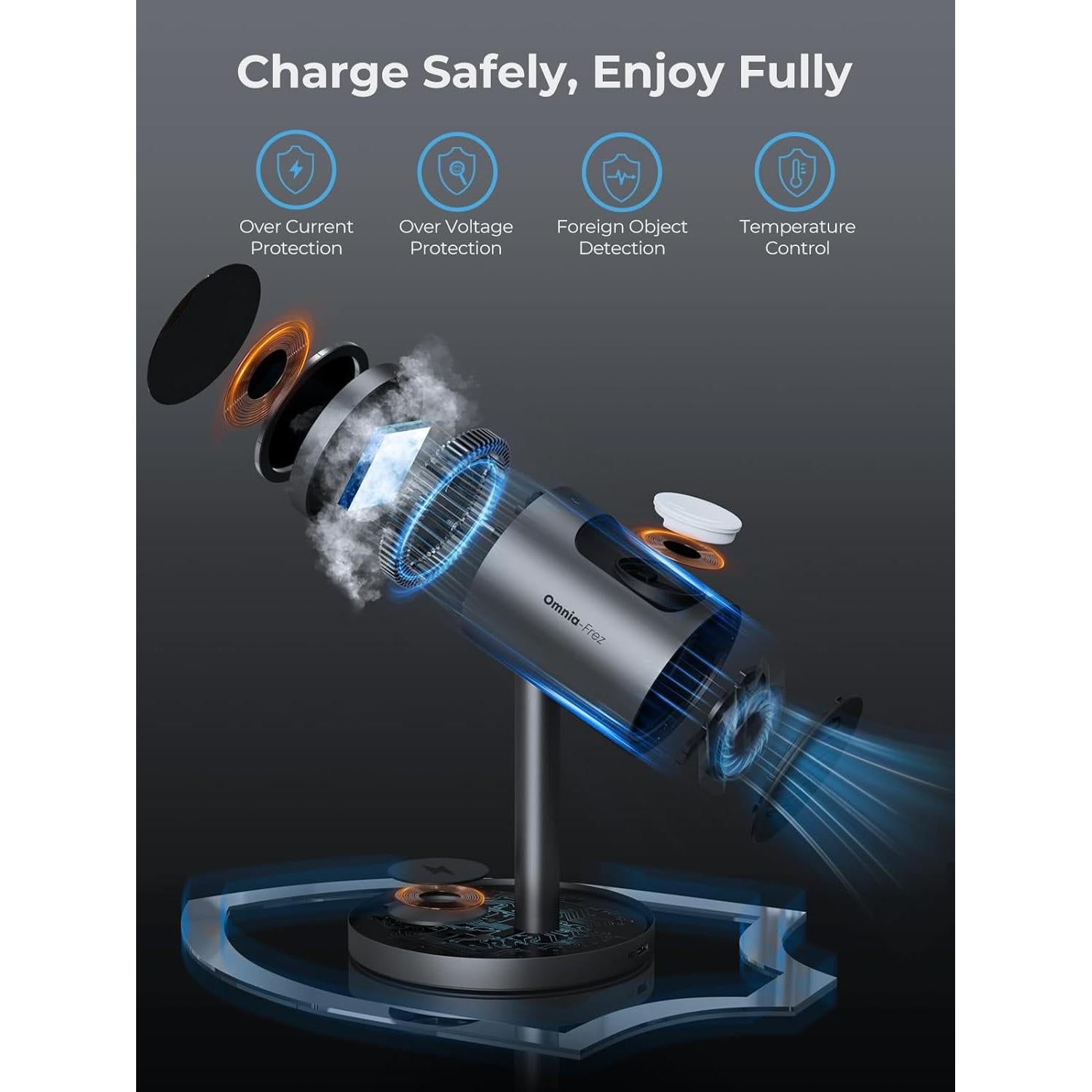 Estación de Carga 3 en 1 AMEGAT con Enfriamiento 15W Qi2