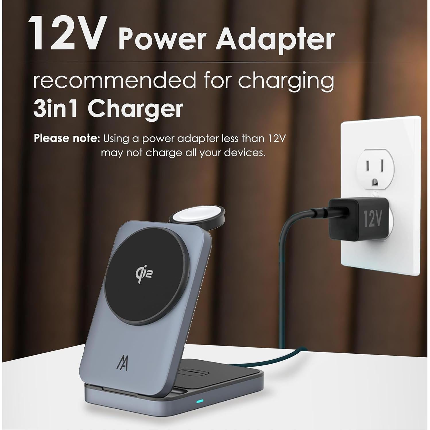 Estación de Carga 3 en 1 MagSafe MOBILY para iPhone, Reloj y AirPods