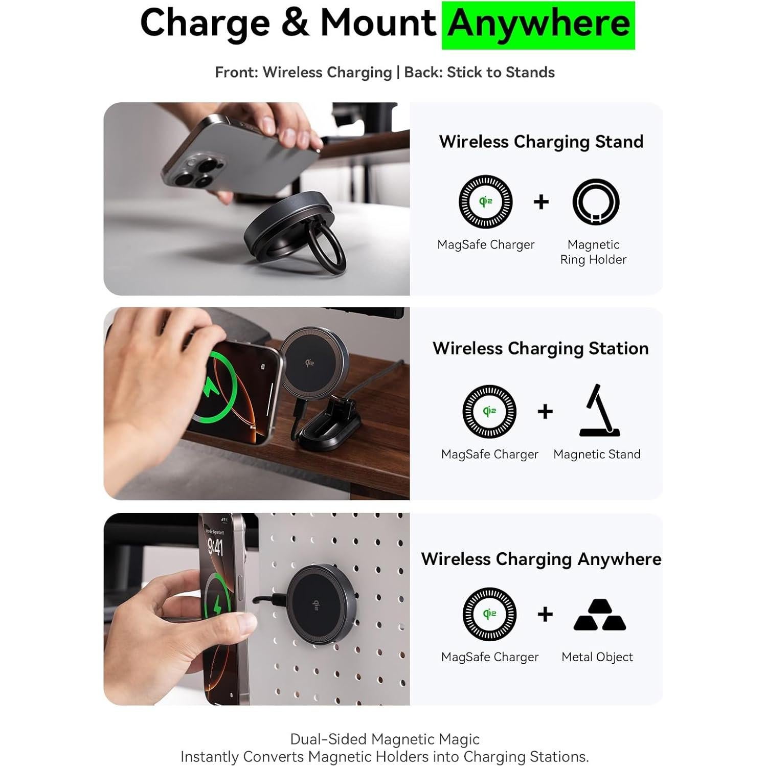 Cargador Inalámbrico Qi2 THREEKEY 15W Magnético para iPhone 16-12