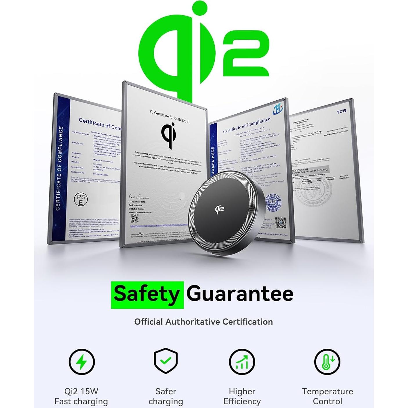 Cargador Inalámbrico Qi2 THREEKEY 15W Magnético para iPhone 16-12