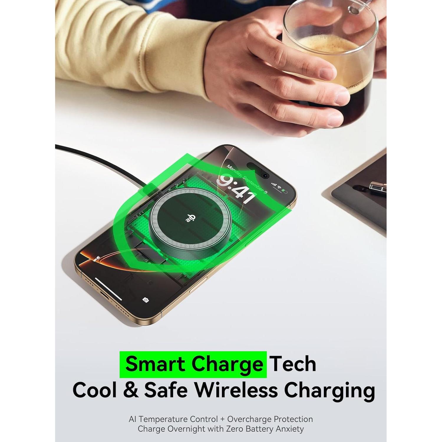 Cargador Inalámbrico Qi2 THREEKEY 15W Magnético para iPhone 16-12