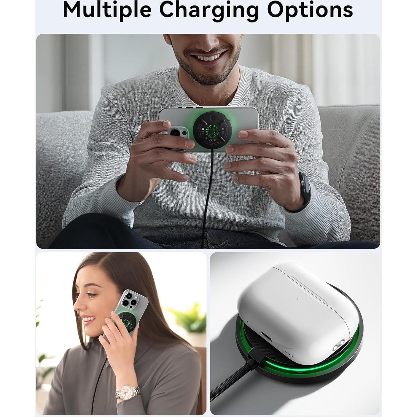 Cargador Inalámbrico Magnético INIU 15W Qi2 con Ventilador