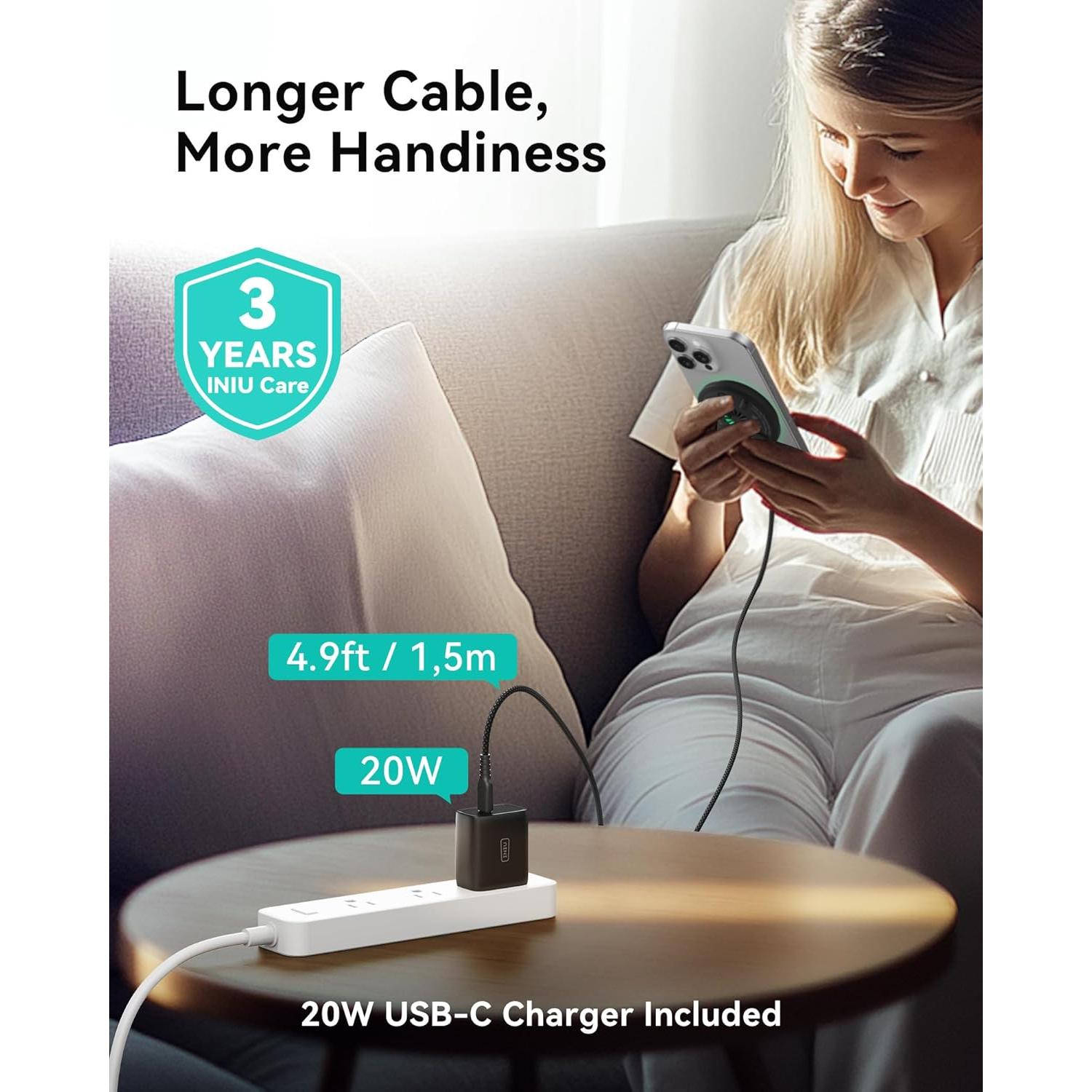 Cargador Inalámbrico Magnético INIU 15W Qi2 con Ventilador