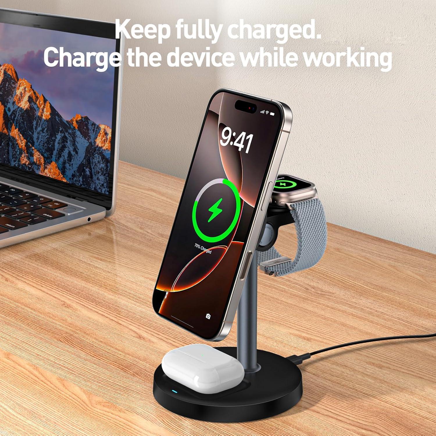 Estación de Carga 3 en 1 FLYING APSARAS para Apple - Carga Rápida