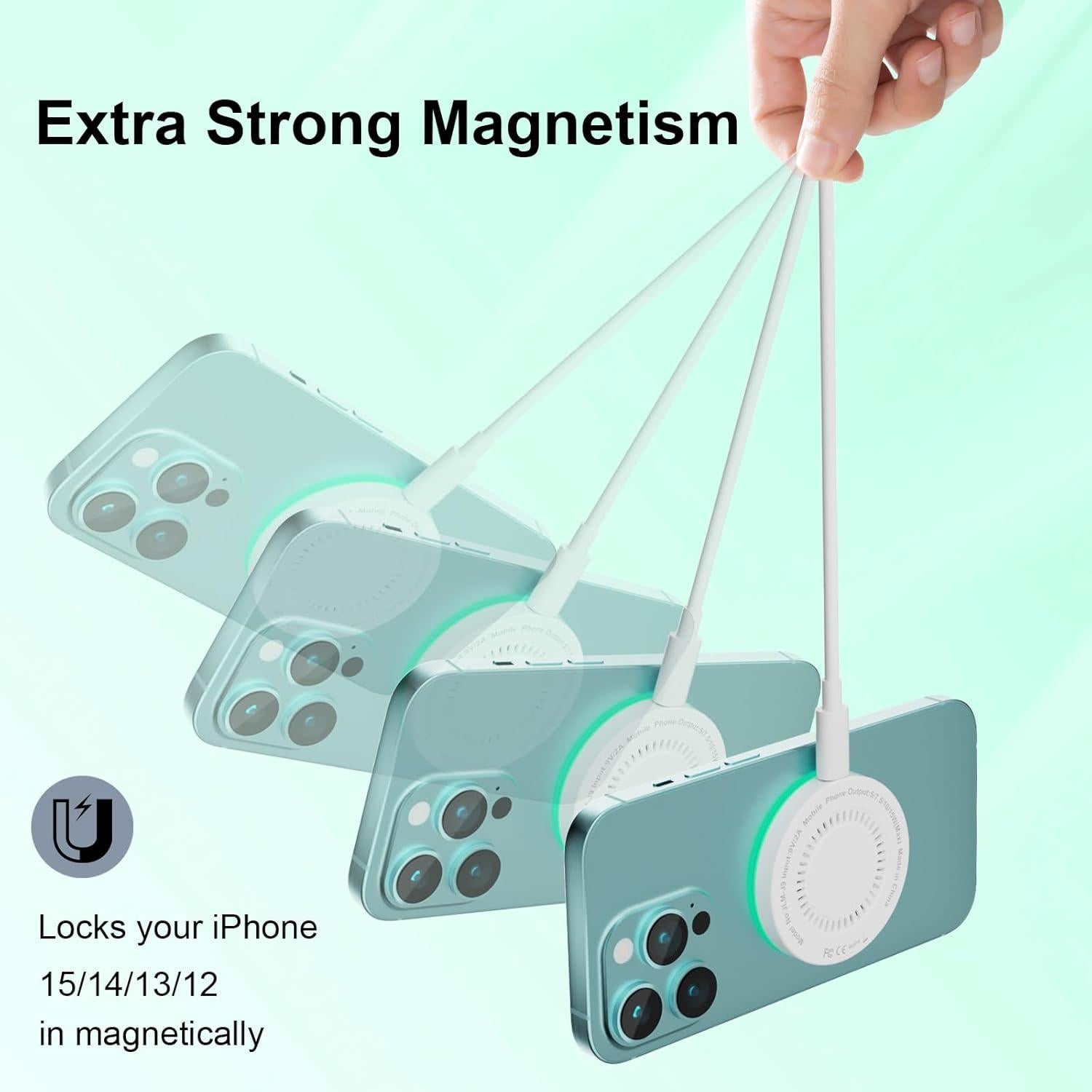 Cargador Inalámbrico Magnético TNDAJI 15W 2Pack USB-C 6FT