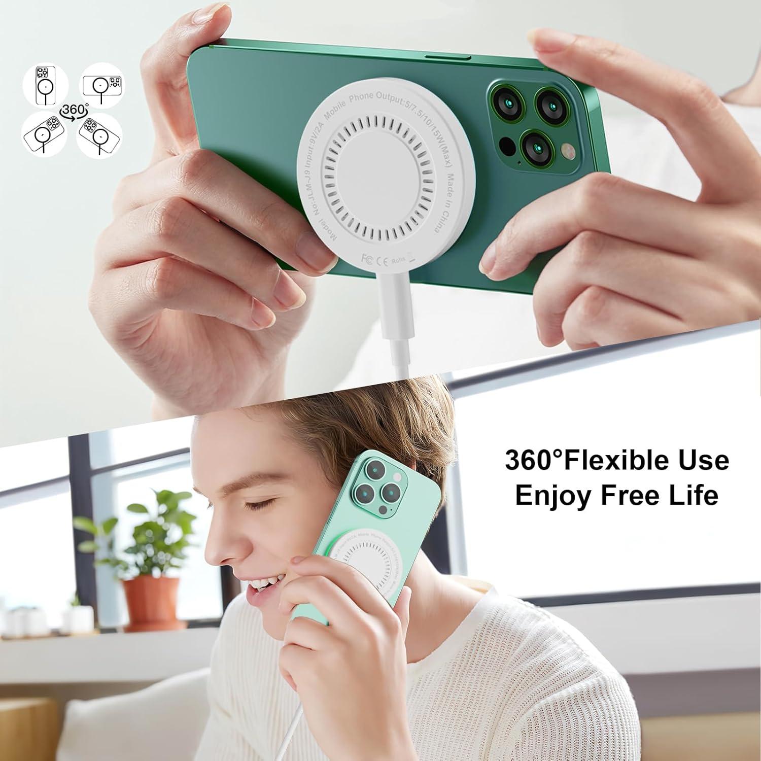 Cargador Inalámbrico Magnético TNDAJI 15W 2Pack USB-C 6FT