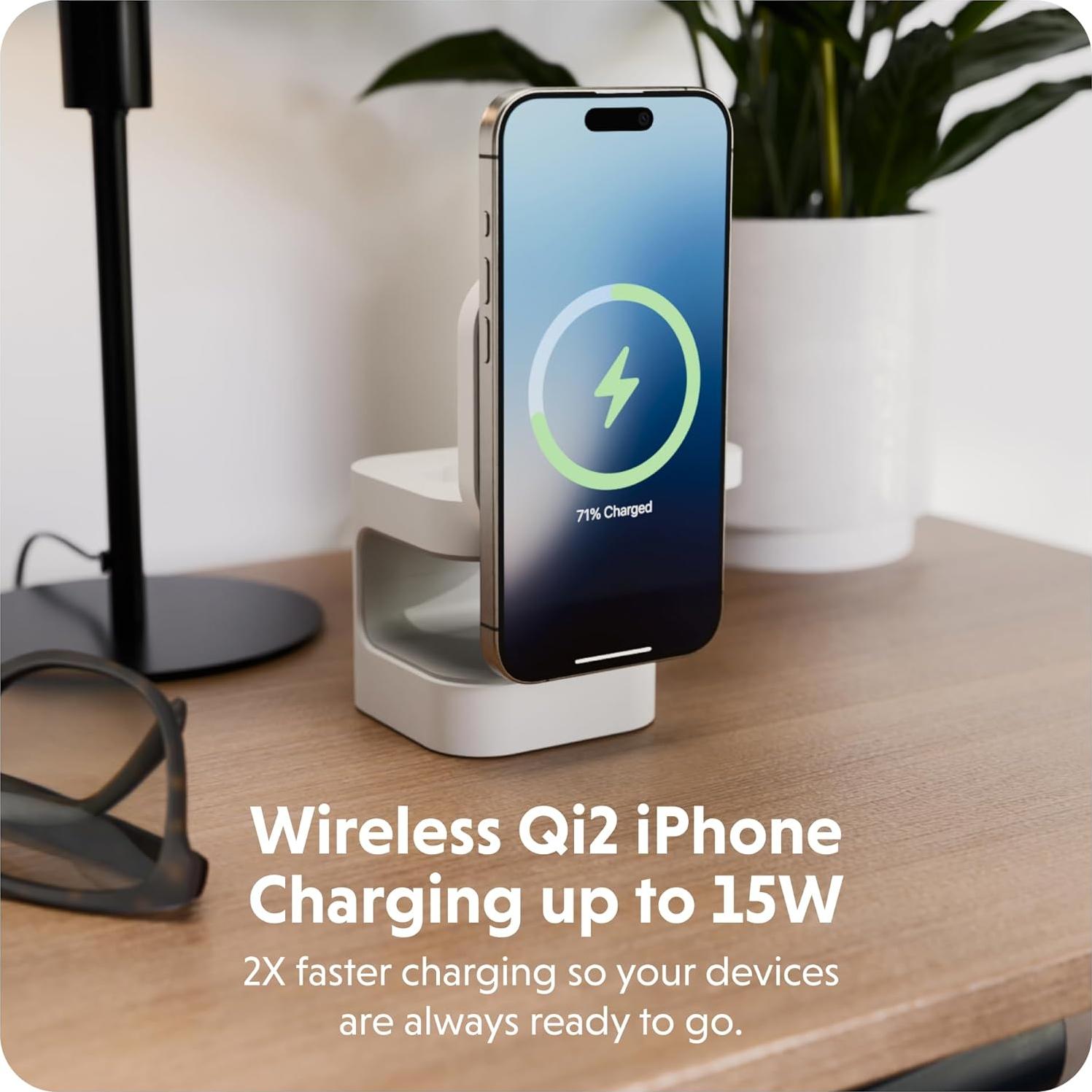 Cargador Inalámbrico 3-en-1 HyperJuice Qi2 - Carga Rápida para iPhone, Apple Watch y Airpods