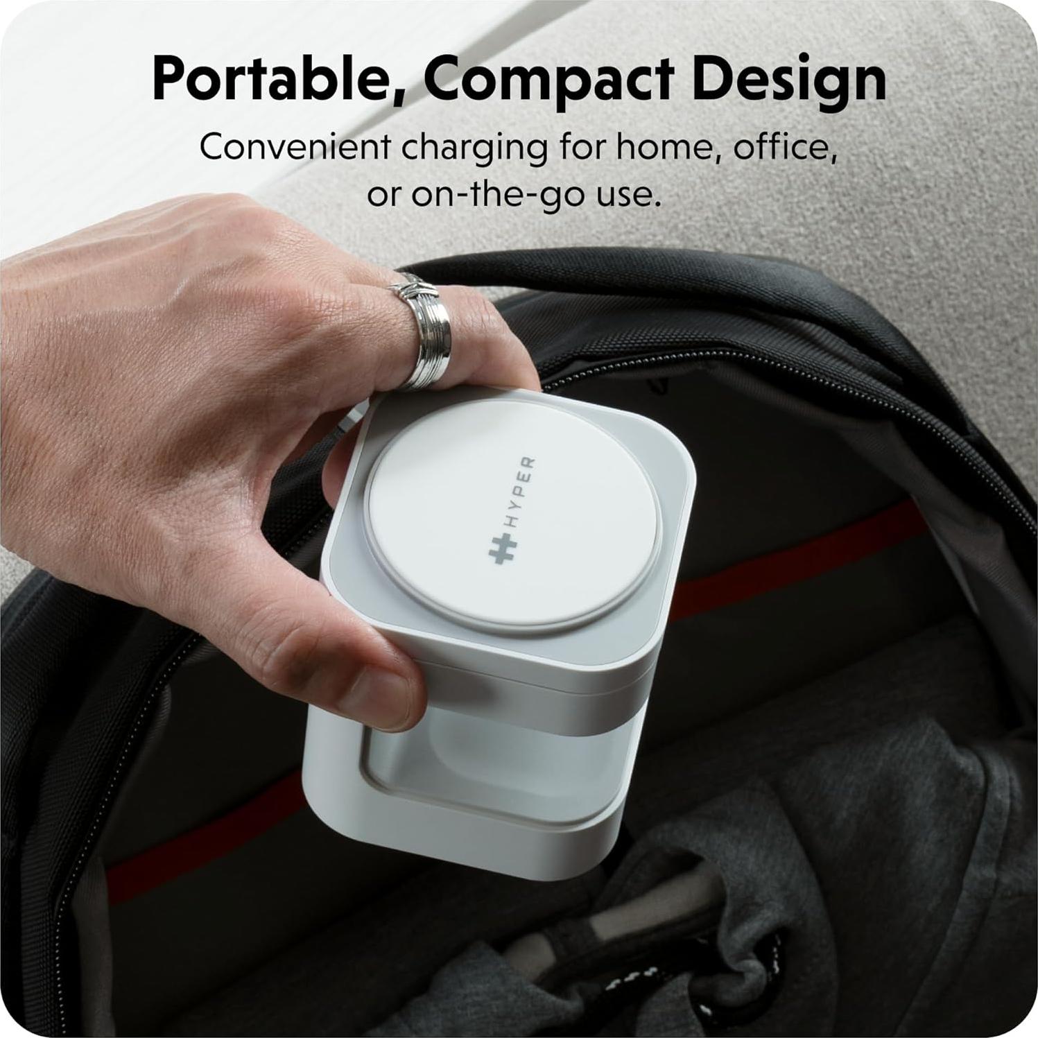 Cargador Inalámbrico 3-en-1 HyperJuice Qi2 - Carga Rápida para iPhone, Apple Watch y Airpods