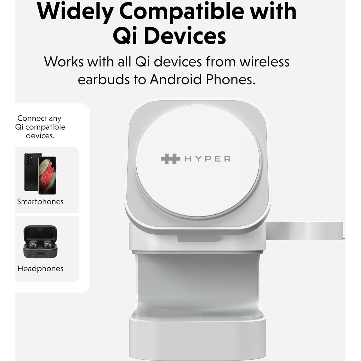 Cargador Inalámbrico 3-en-1 HyperJuice Qi2 - Carga Rápida para iPhone, Apple Watch y Airpods