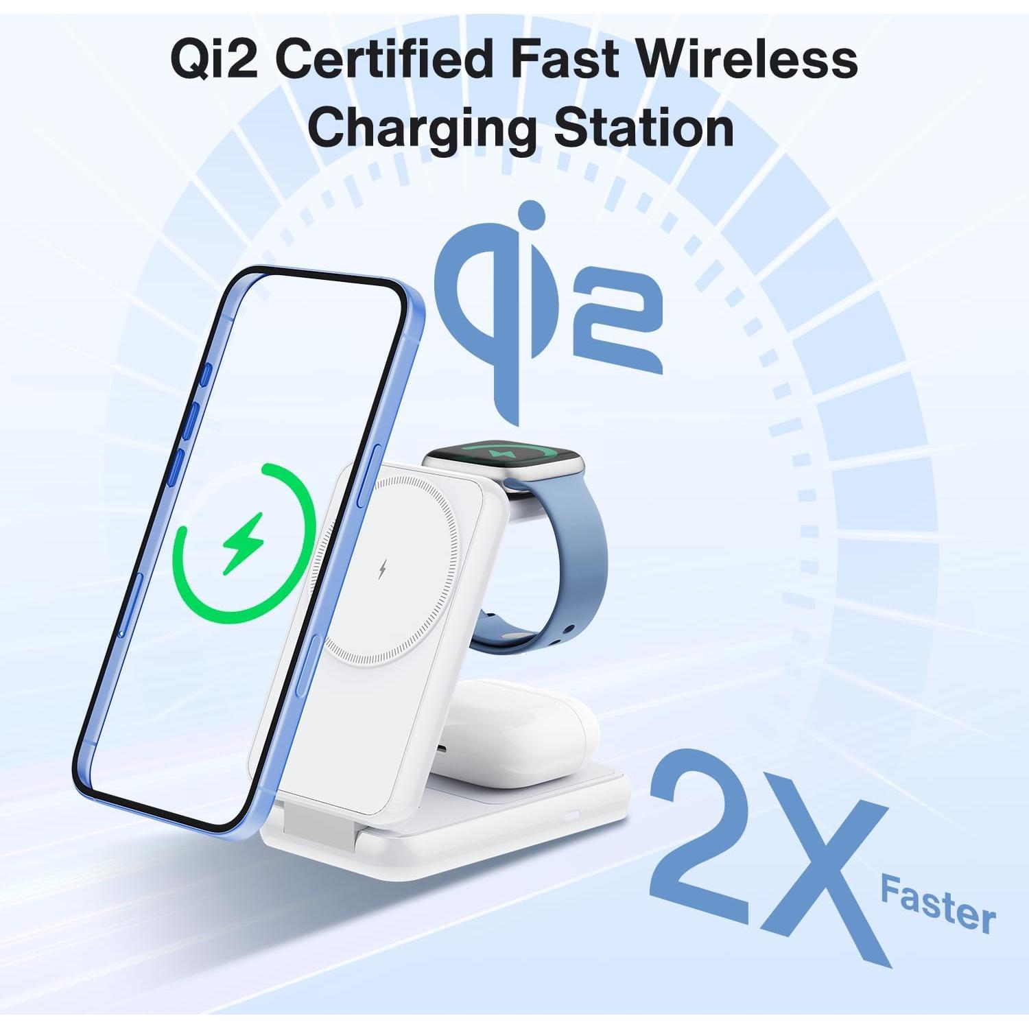 Estación de Carga Inalámbrica 3 en 1 IVANKY Qi2 Plegable