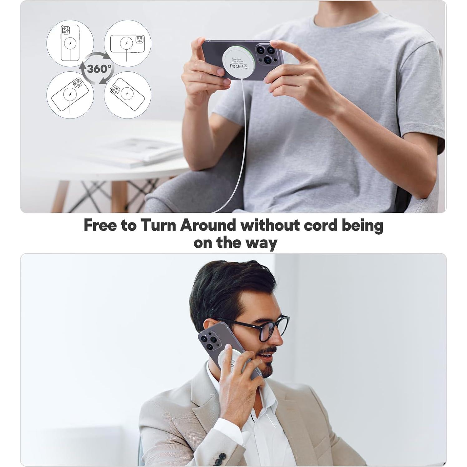 Cargador Inalámbrico Magnético 15W Mag Safe Blanco - Carga Rápida para iPhone 16/15/14/13/12 y AirPods