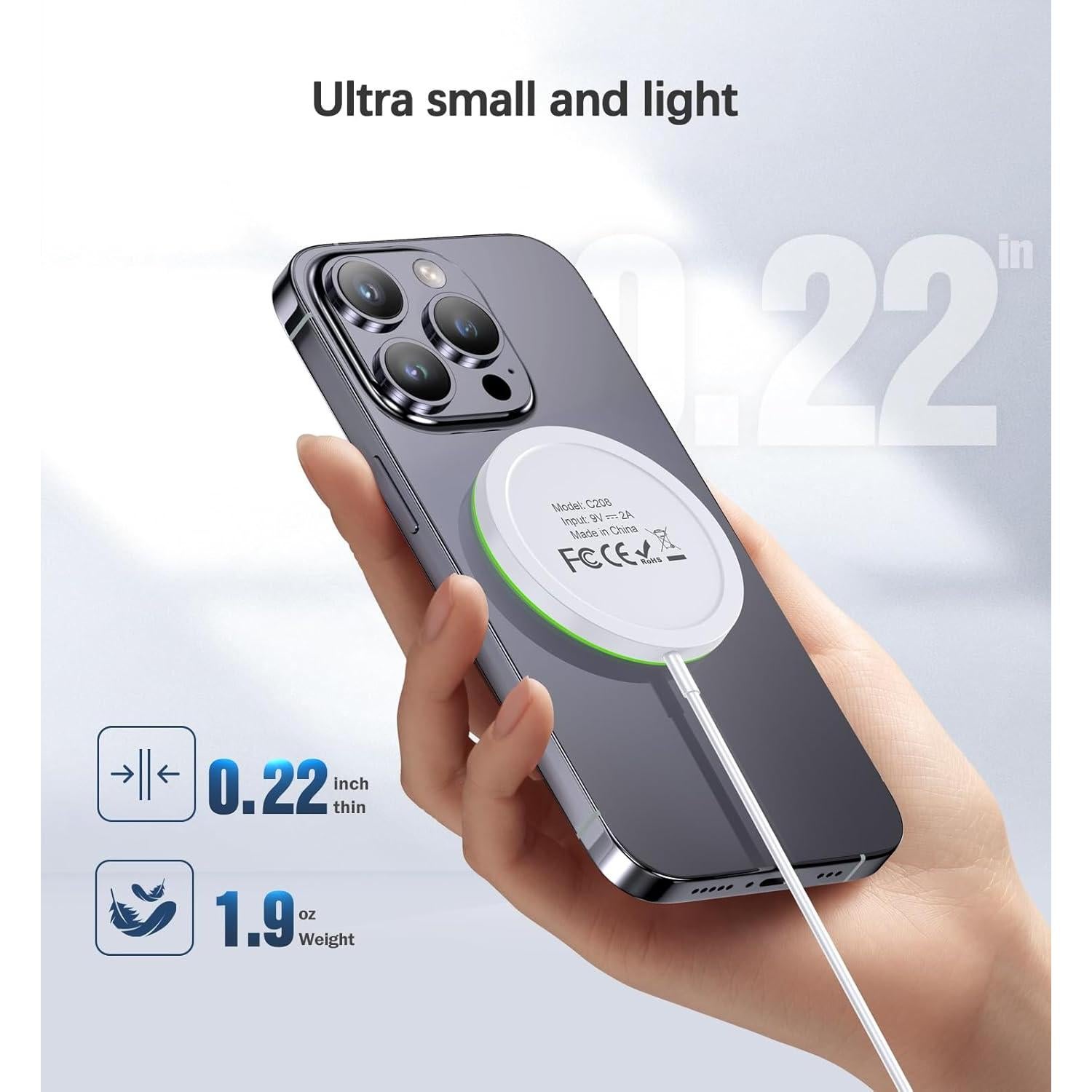 Cargador Inalámbrico Magnético 15W Mag Safe Blanco - Carga Rápida para iPhone 16/15/14/13/12 y AirPods