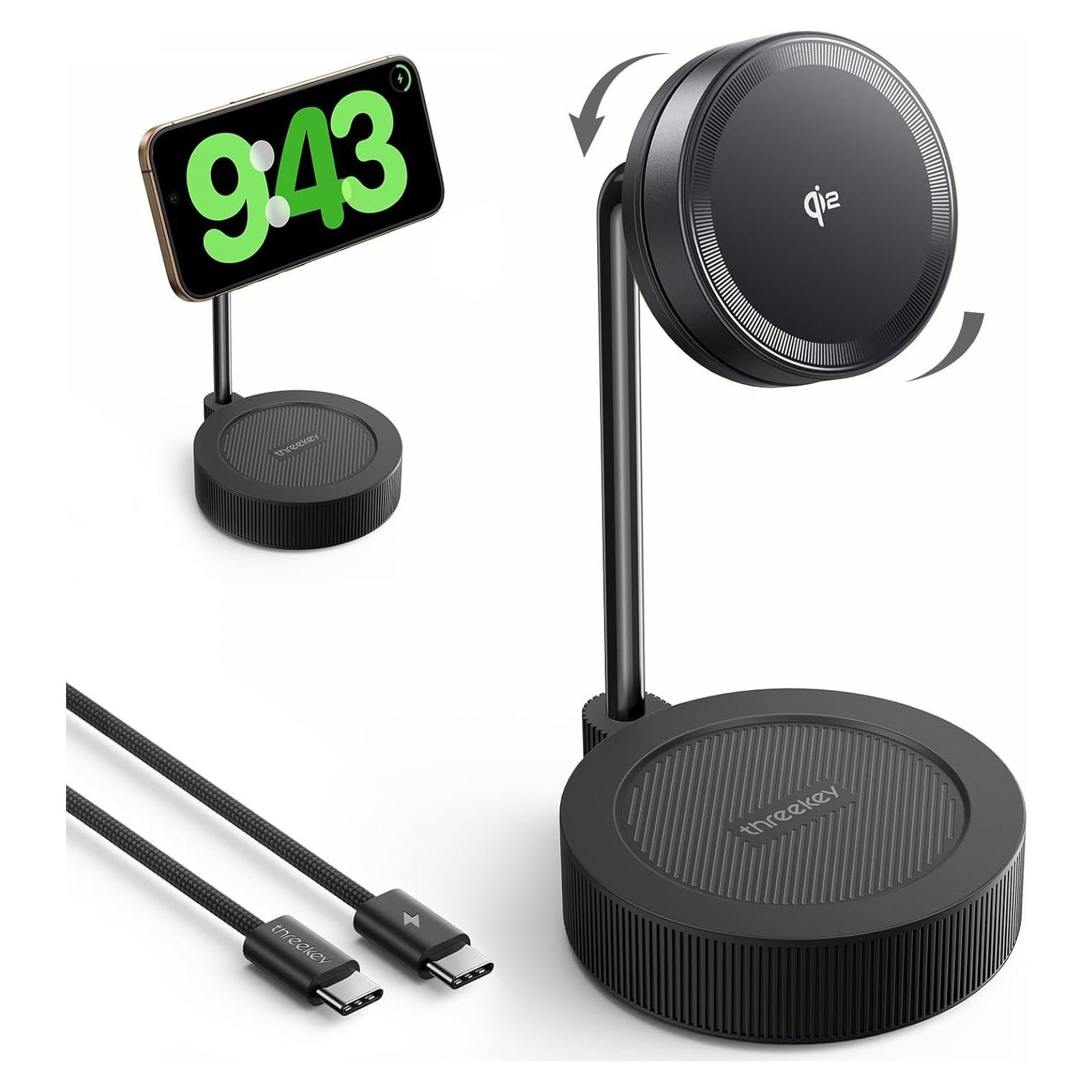 Estación de Carga Inalámbrica Threekey TK-TZH104 15W Qi2