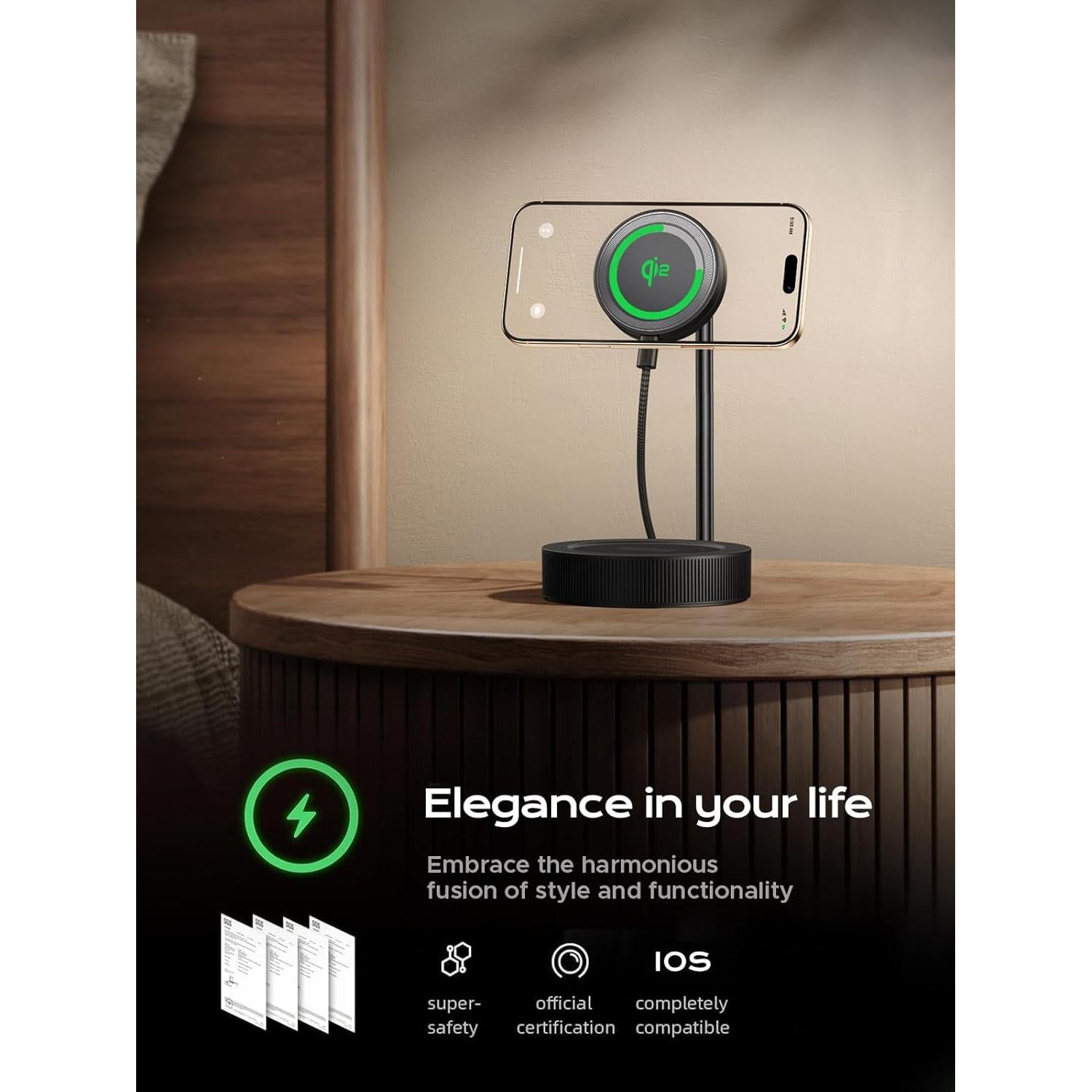 Estación de Carga Inalámbrica Threekey TK-TZH104 15W Qi2