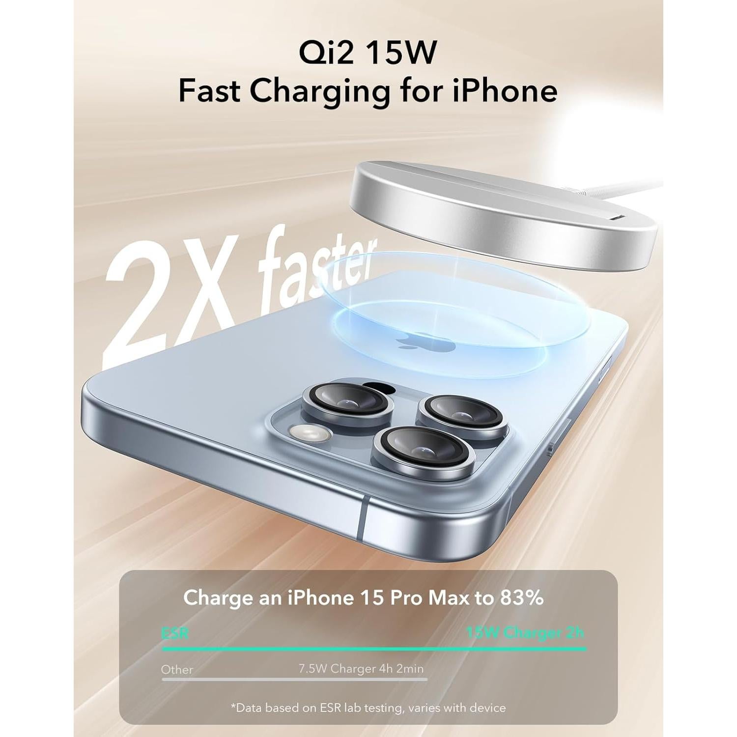 Cargador Inalámbrico ESR MagSafe 15W con Soporte Blanco