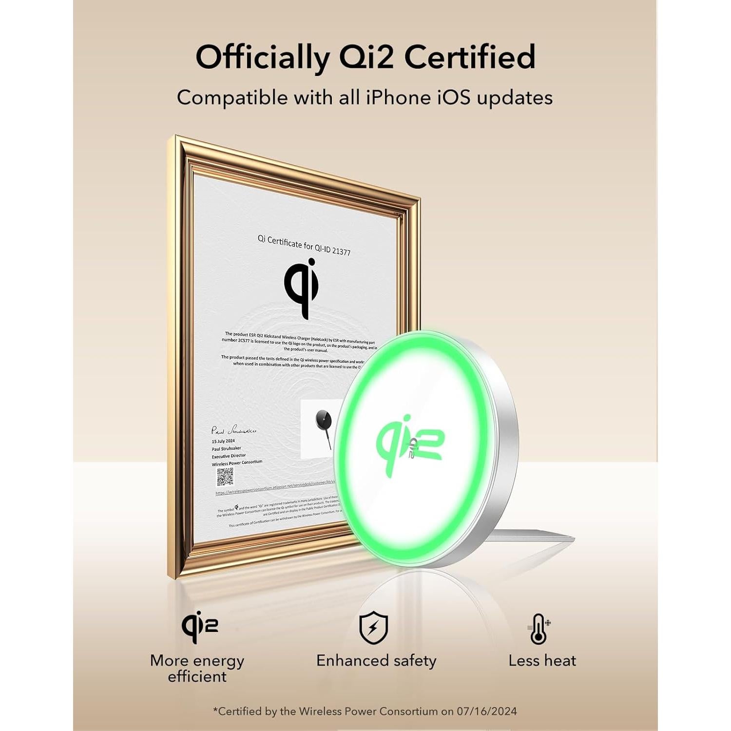 Cargador Inalámbrico ESR MagSafe 15W con Soporte Blanco