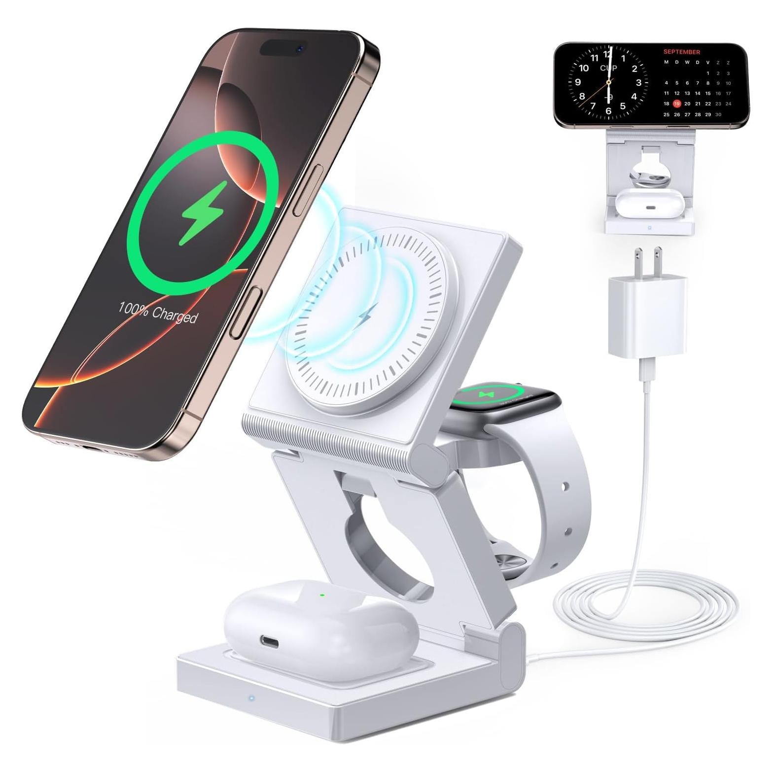 Estación de Carga Inalámbrica 3 en 1 Magnética 18W - Apple