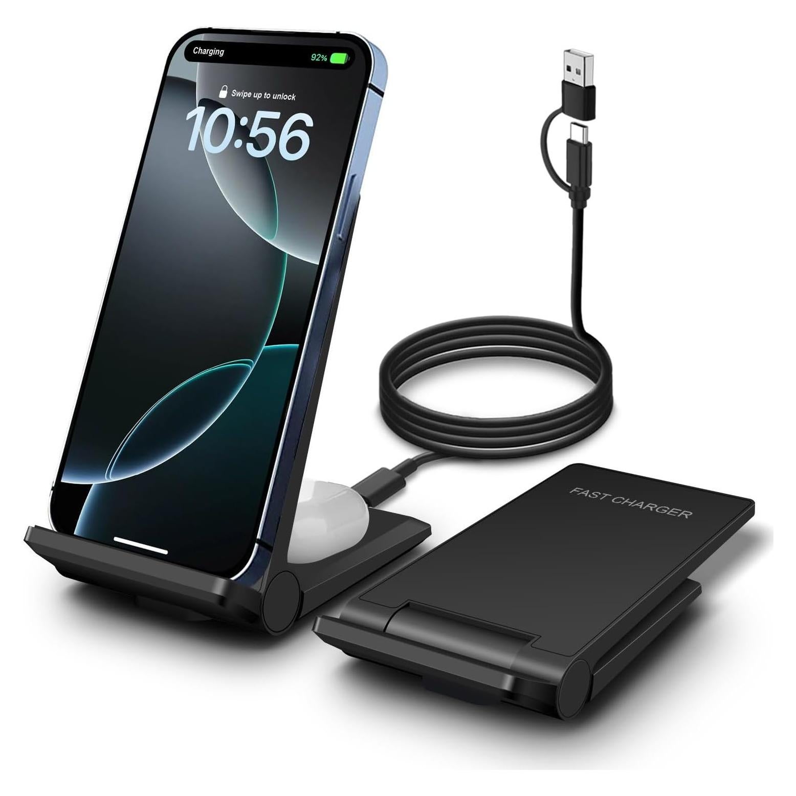 Cargador Inalámbrico 2 en 1 PDKUAI 25W Plegable para iPhone y Samsung