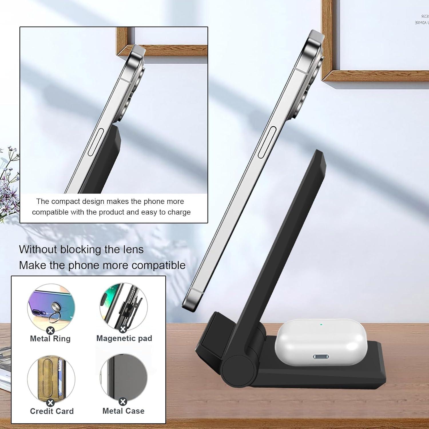 Cargador Inalámbrico 2 en 1 PDKUAI 25W Plegable para iPhone y Samsung