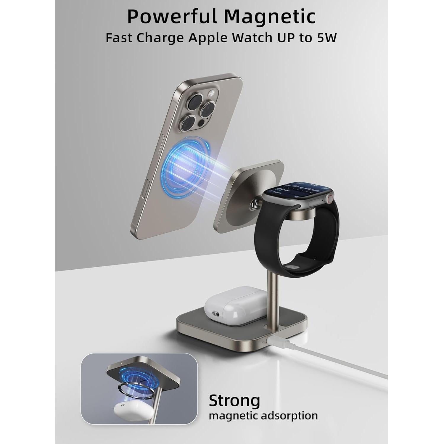 Estación de Carga Inalámbrica 3 en 1 LULULOOK Qi2 15W