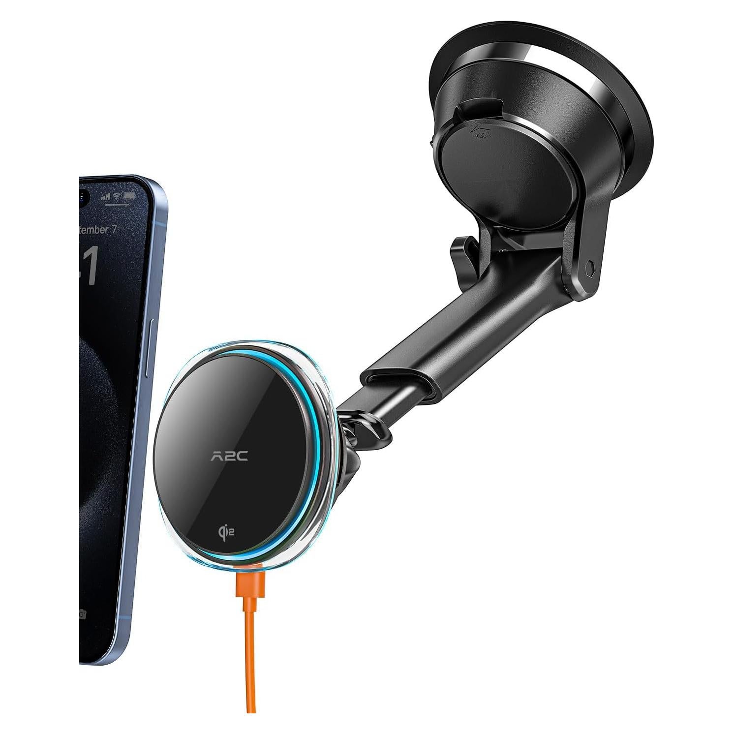 Cargador de Coche Inalámbrico Magnético A2C Qi2 15W con Adaptador