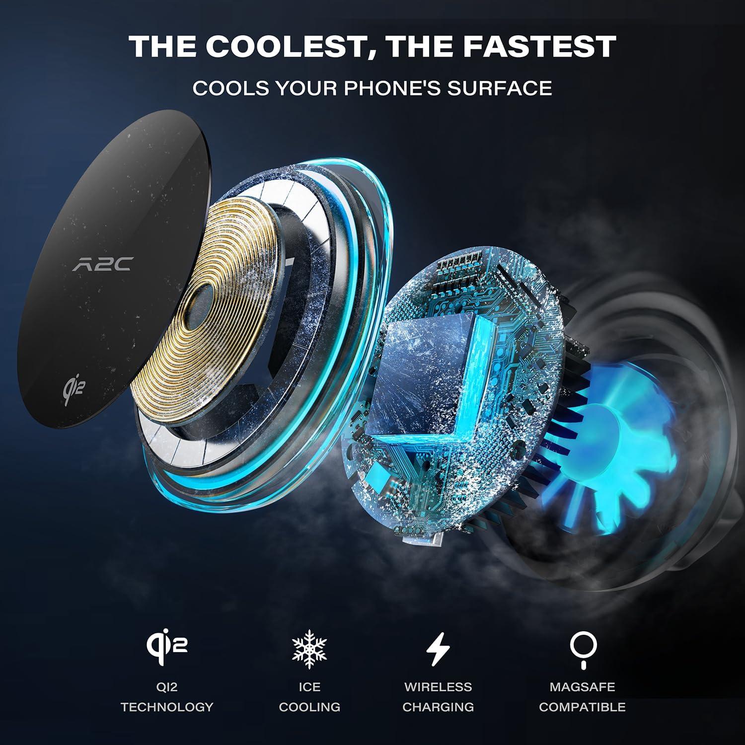 Cargador de Coche Inalámbrico Magnético A2C Qi2 15W con Adaptador