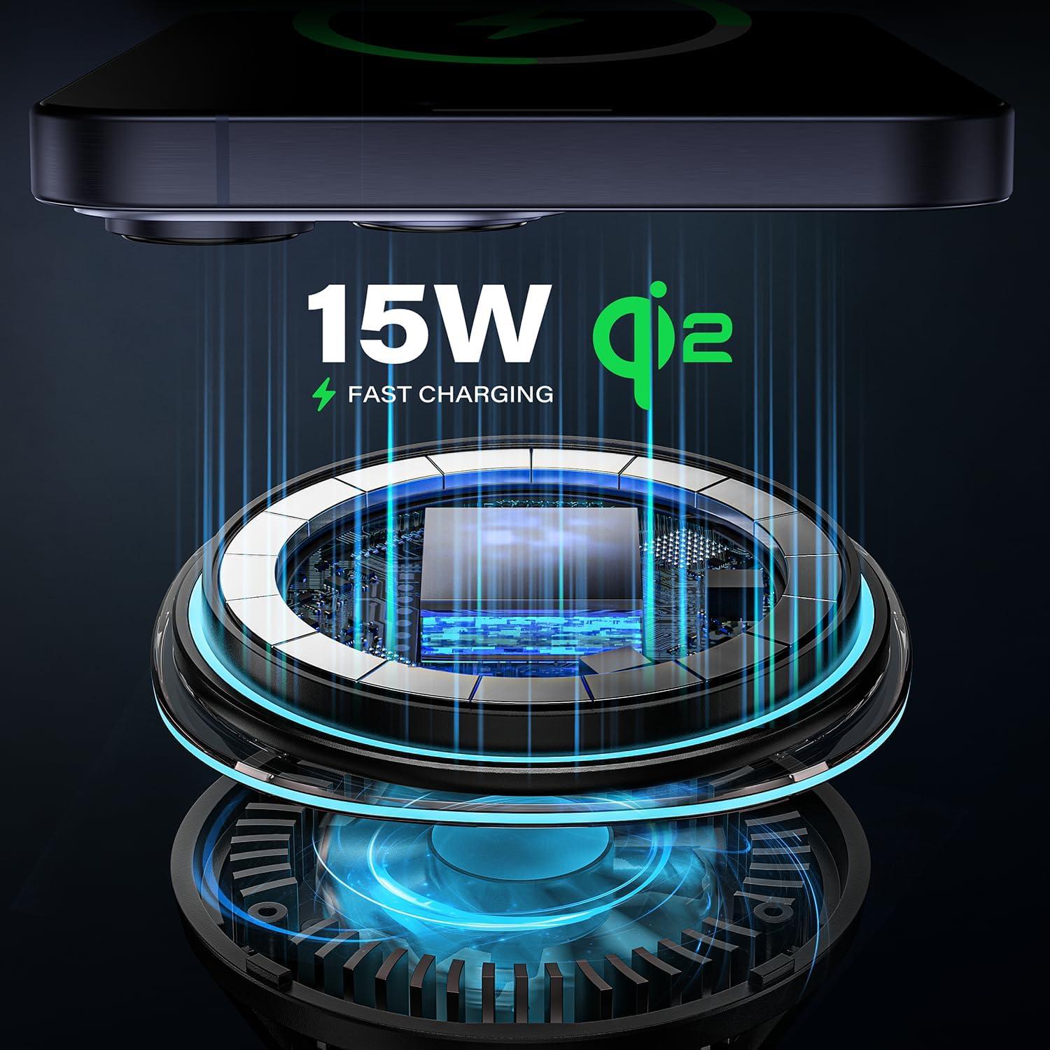 Cargador de Coche Inalámbrico Magnético A2C Qi2 15W con Adaptador