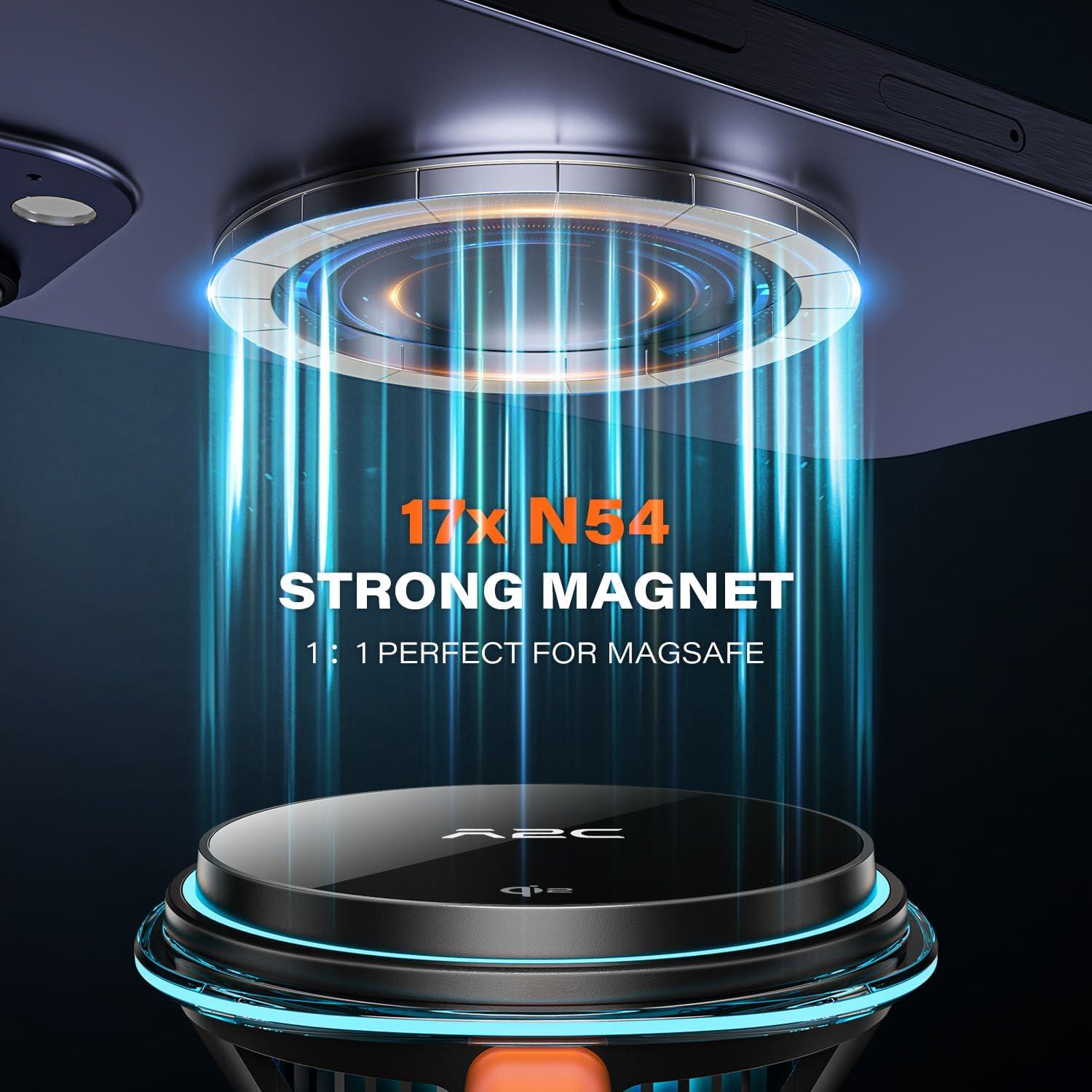 Cargador de Coche Inalámbrico Magnético A2C Qi2 15W con Adaptador