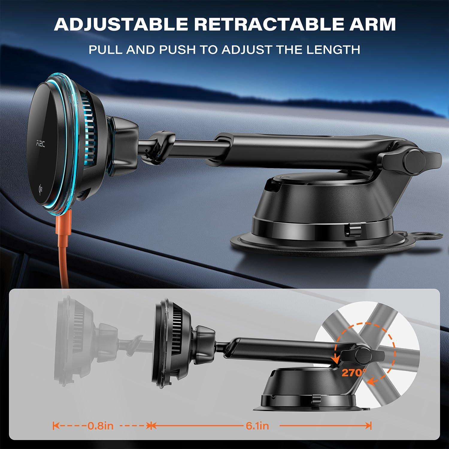 Cargador de Coche Inalámbrico Magnético A2C Qi2 15W con Adaptador