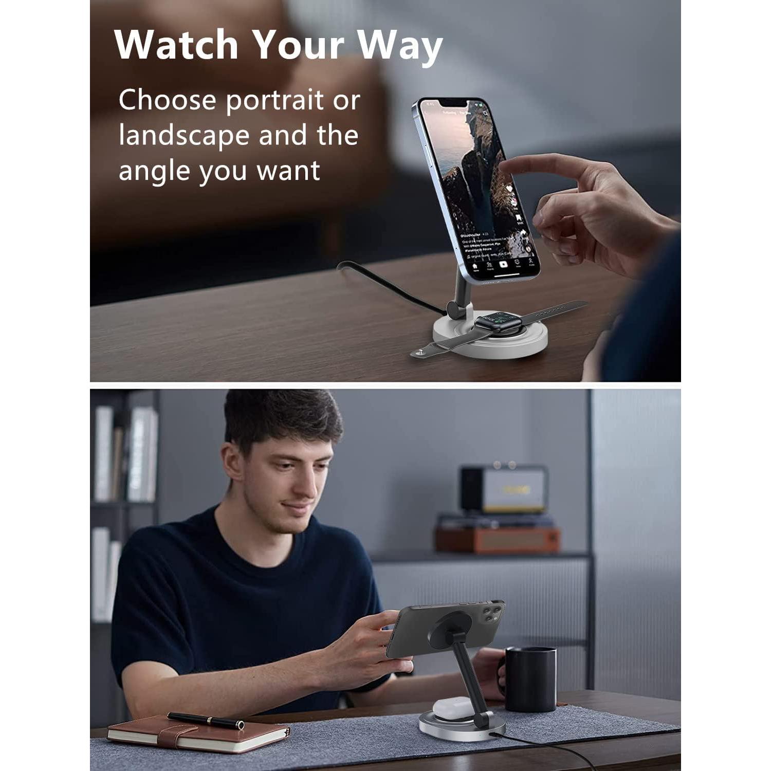 Soporte de Carga Inalámbrica Magnético 15W IDOLCO 2 en 1