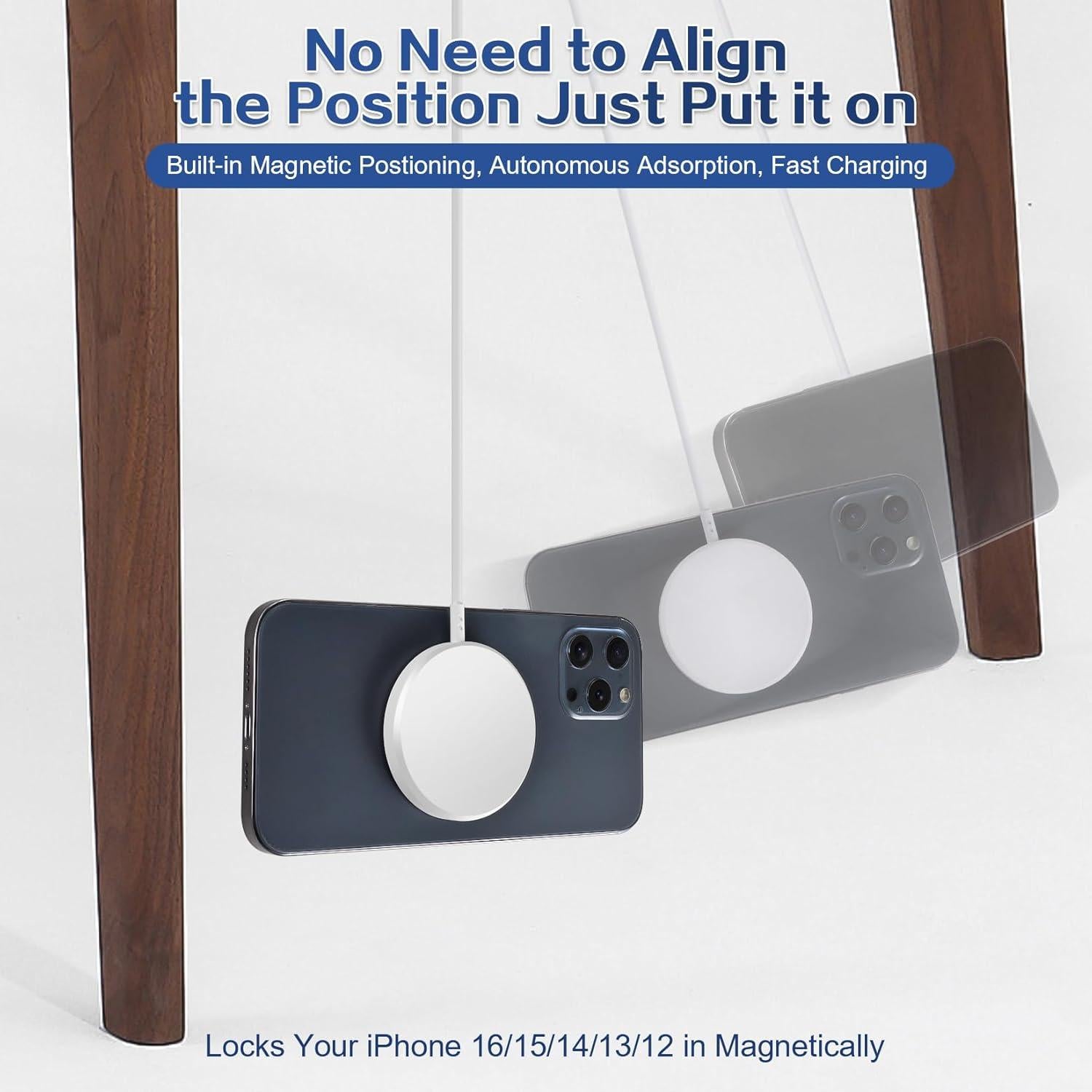 Cargador Inalámbrico Magnético 15W para iPhone 16/15/14/13/12 - 2Pack USB-C 20W