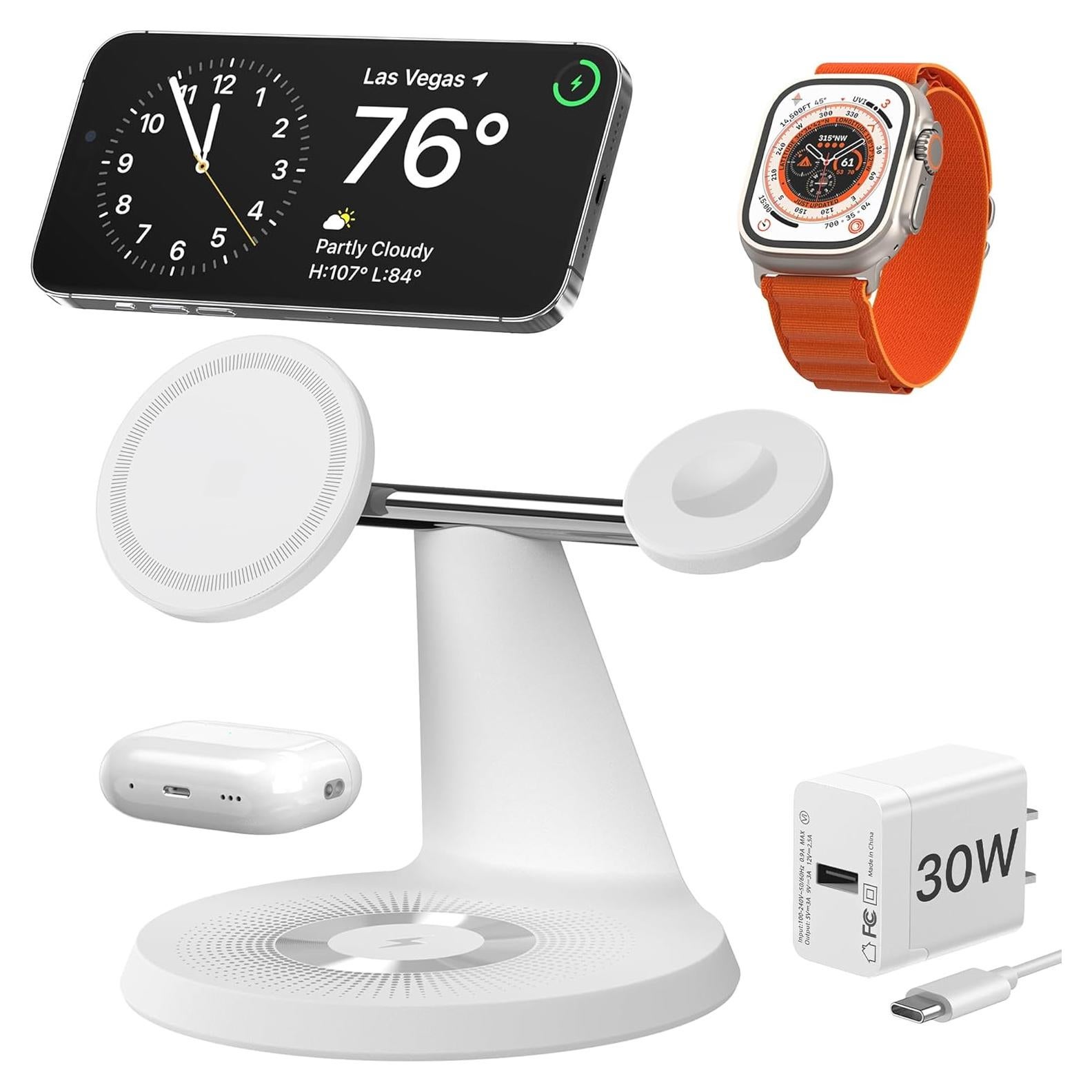 Cargador 3 en 1 QTlier MagSafe para iPhone, Apple Watch y AirPods